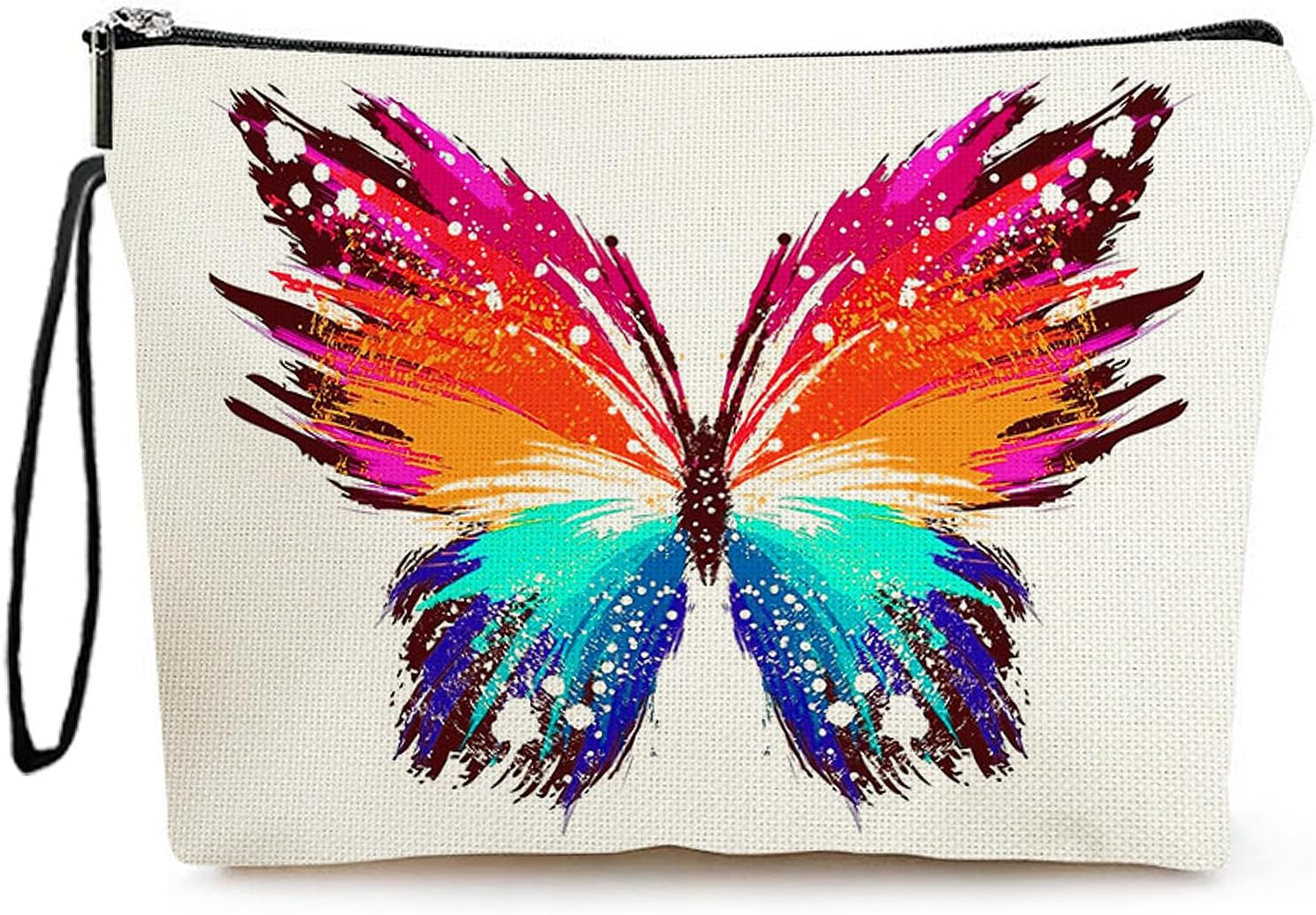 Botanical Flower Makeup Bags for Purse Zipper Cosmetic Pouch Large Travel Canvas Make up Organizer Tool Pouch for Women and Girls