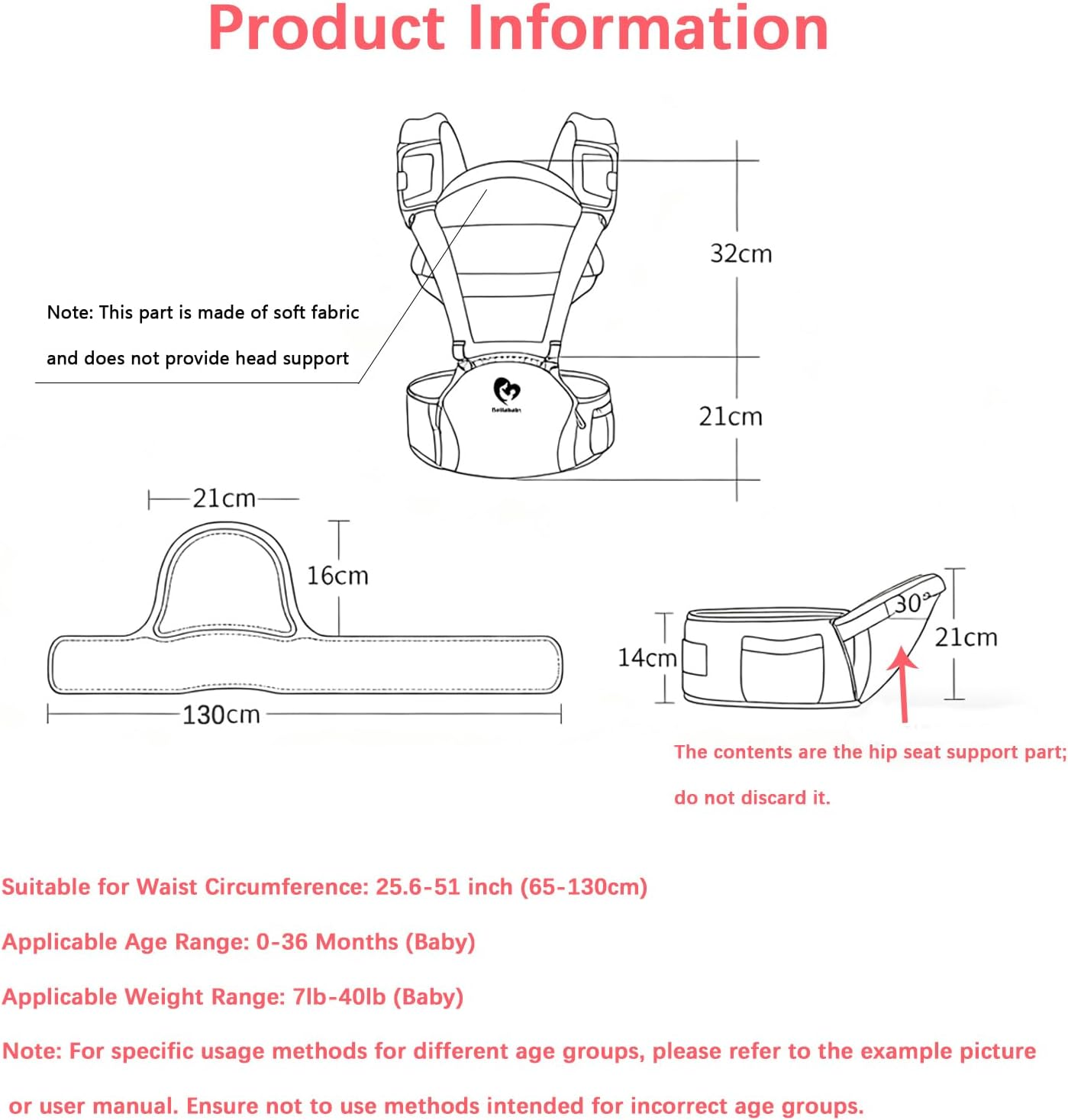 Baby Carrier, Bellababy Multifunction Baby Carrier Hip Seat (Ergonomic M Position) for 3-36 Month Baby, 6-In-1 Ways to Carry, All Seasons, Adjustable Size, Perfect for Shopping Travelling, Grey