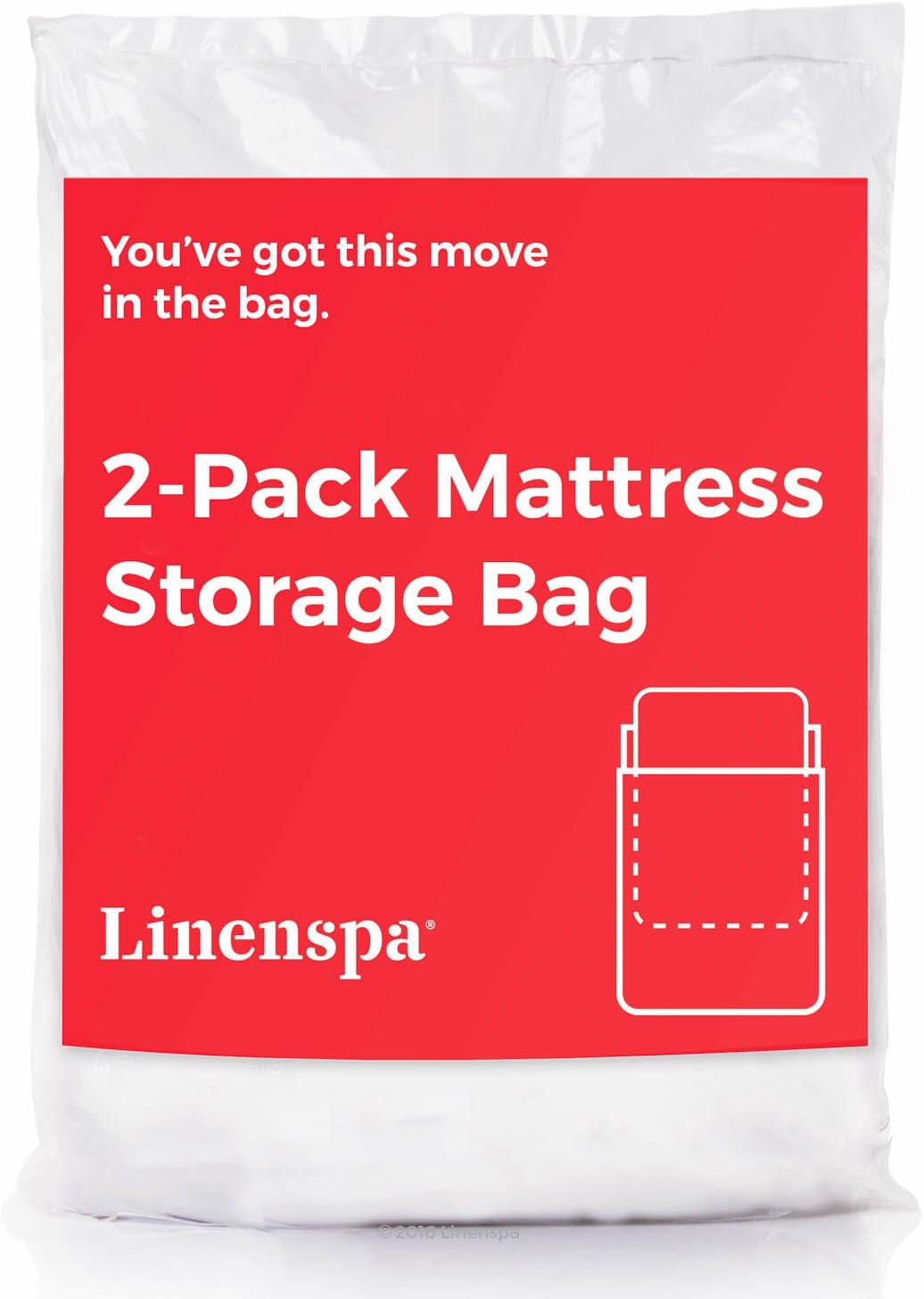 Linenspa Mattress Bag - 2 Pack Queen/Full Mattress Storage Bag for Moving and Storage - Mattress Protection &ndash; Polyurethane Mattress Storage Bag Queen/Full, Clear image number 1