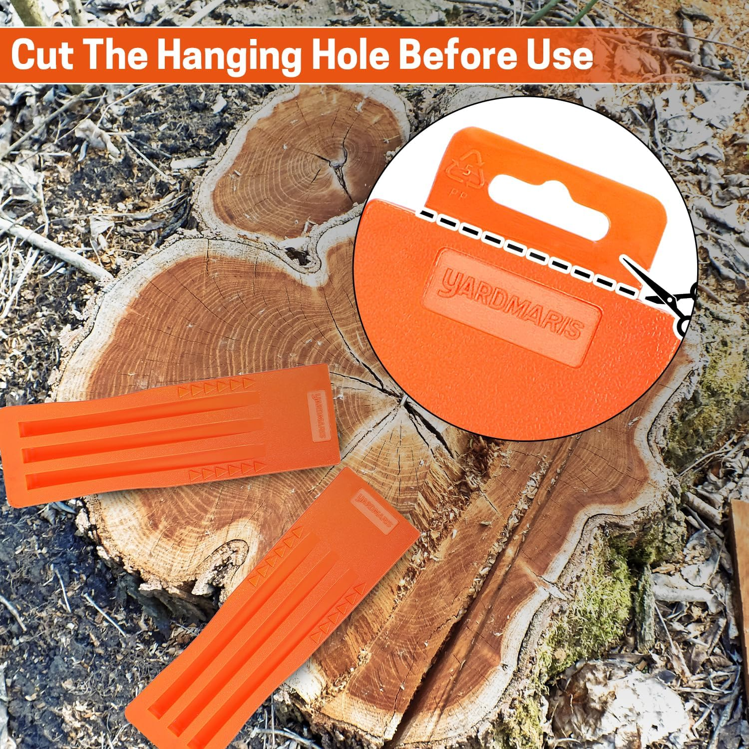 2 Pcs Tree Felling Wedge, Plastic Logging Wedges with Spikes Forestry Wedge for Tree Cutting, Chainsaw Loggers Supplies, Chainsaws & Accessories(2 X 10) Orange image number 6