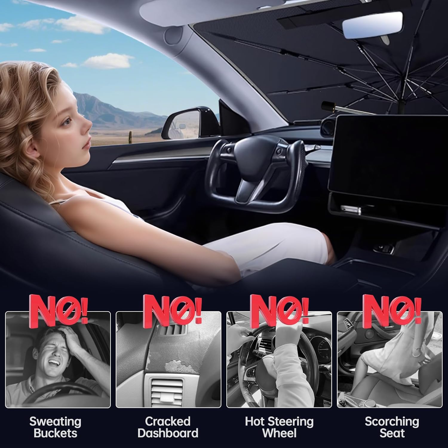 Windshield Sun Shade for Toyota Corolla 2020-2025，Custom Fit Sunshade Umbrella for Car Windshield，Reflective UV Block, Car Interior Protection & Foldable Windshield Cover image number 6