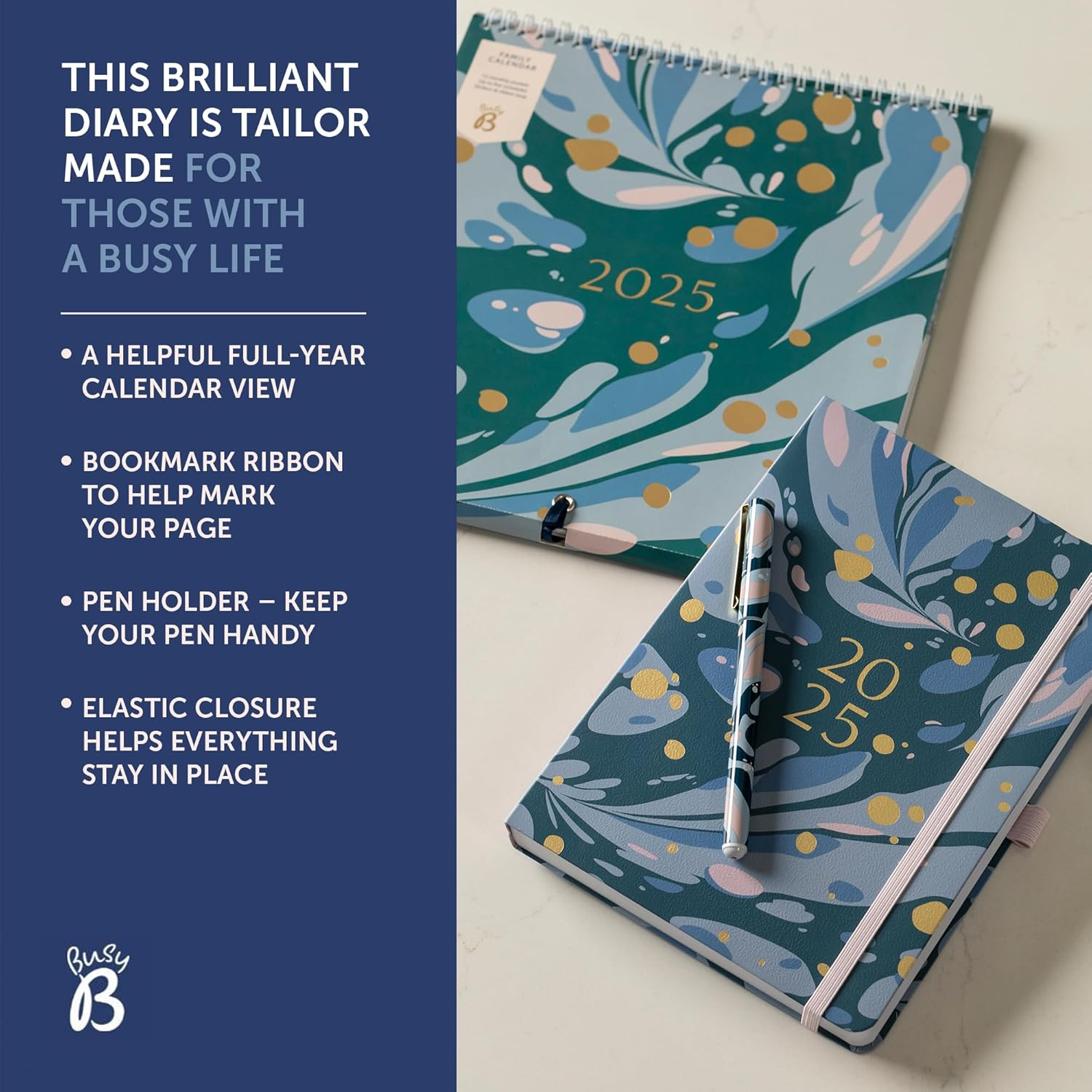 Busy B 2025 Diary Day a Page Planner - A5 Marble Design for Weekly Planner - Compact Diary with Hour-By-Hour Layout, To-Do Lists & Notes - Ideal for Students, Teachers & Professionals image number 2