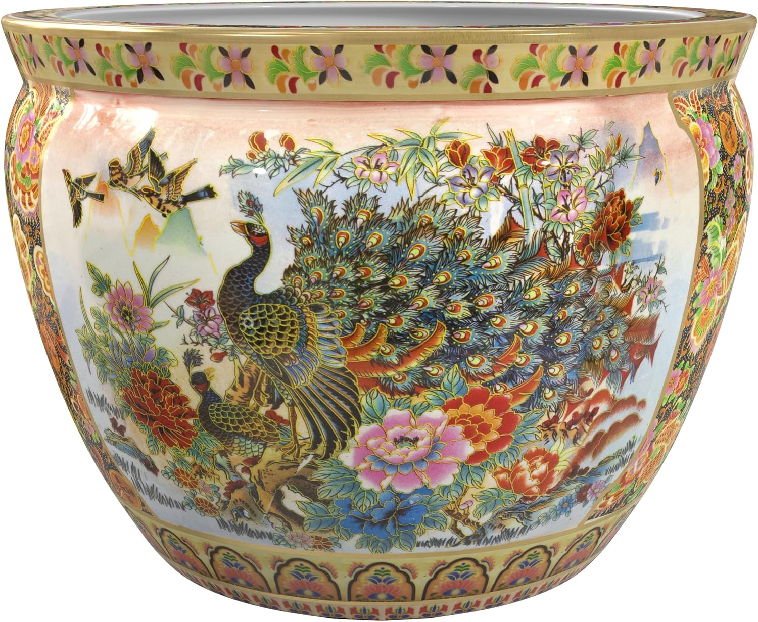 Oriental Furniture Porcelain Planter, 12", Multi