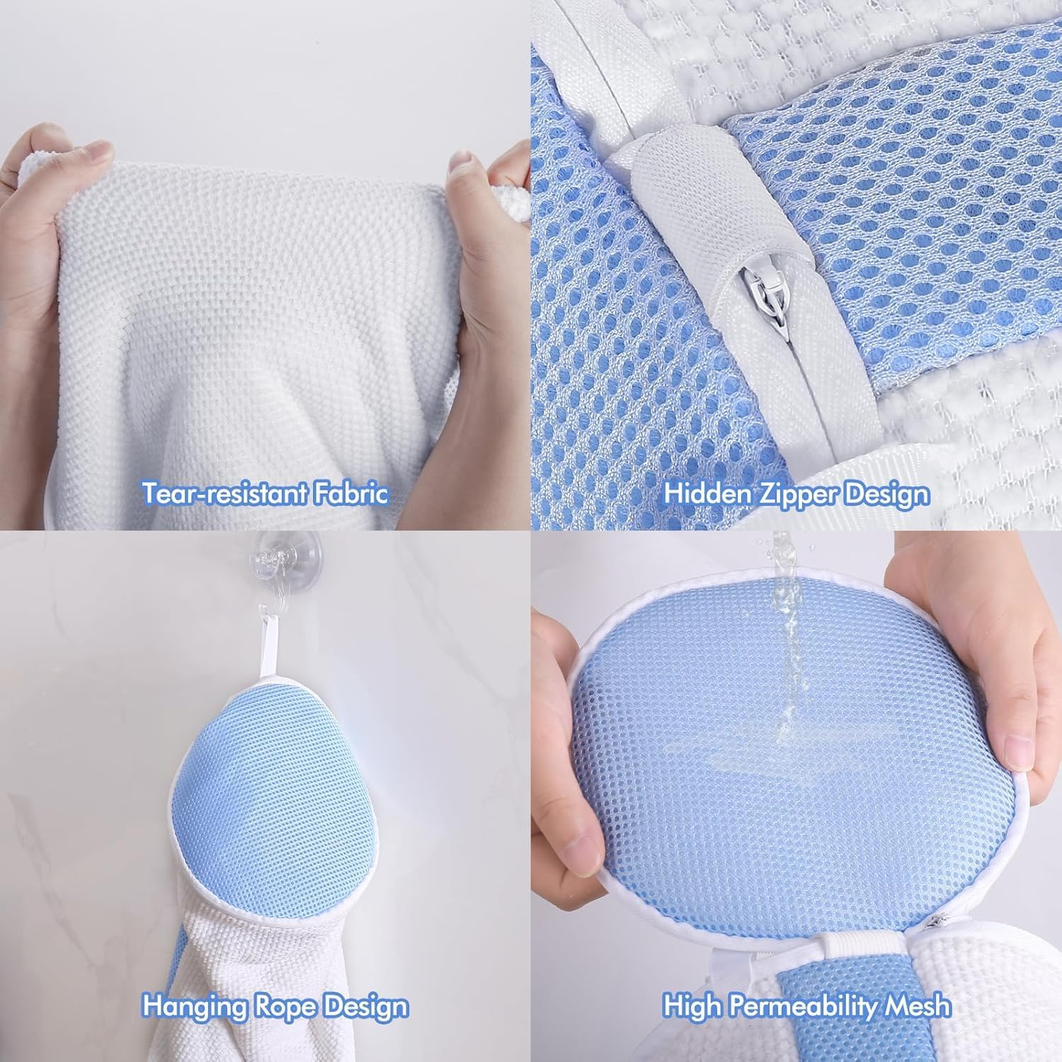 Luxear 2Pcs Shoe Washing Machine Bags, Laundry Bag for Shoes Washer and Dryer, Reusable Shoe Cleaning Bag Fluffy Fiber Inside, Sneaker Mesh Laundry Bags for All Shoes, Large Size, 18 X 33CM - Gray image number 2