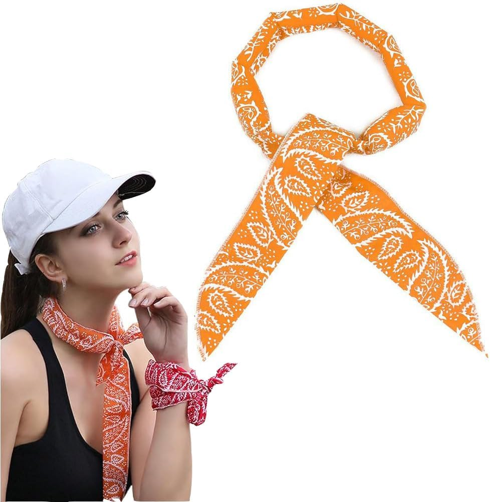 Neck Wrap Headband 100X5Cm Cooling Bandana for Neck Cooling Bandana Scarf Cold Towel Printed Soaked Tie around Neck