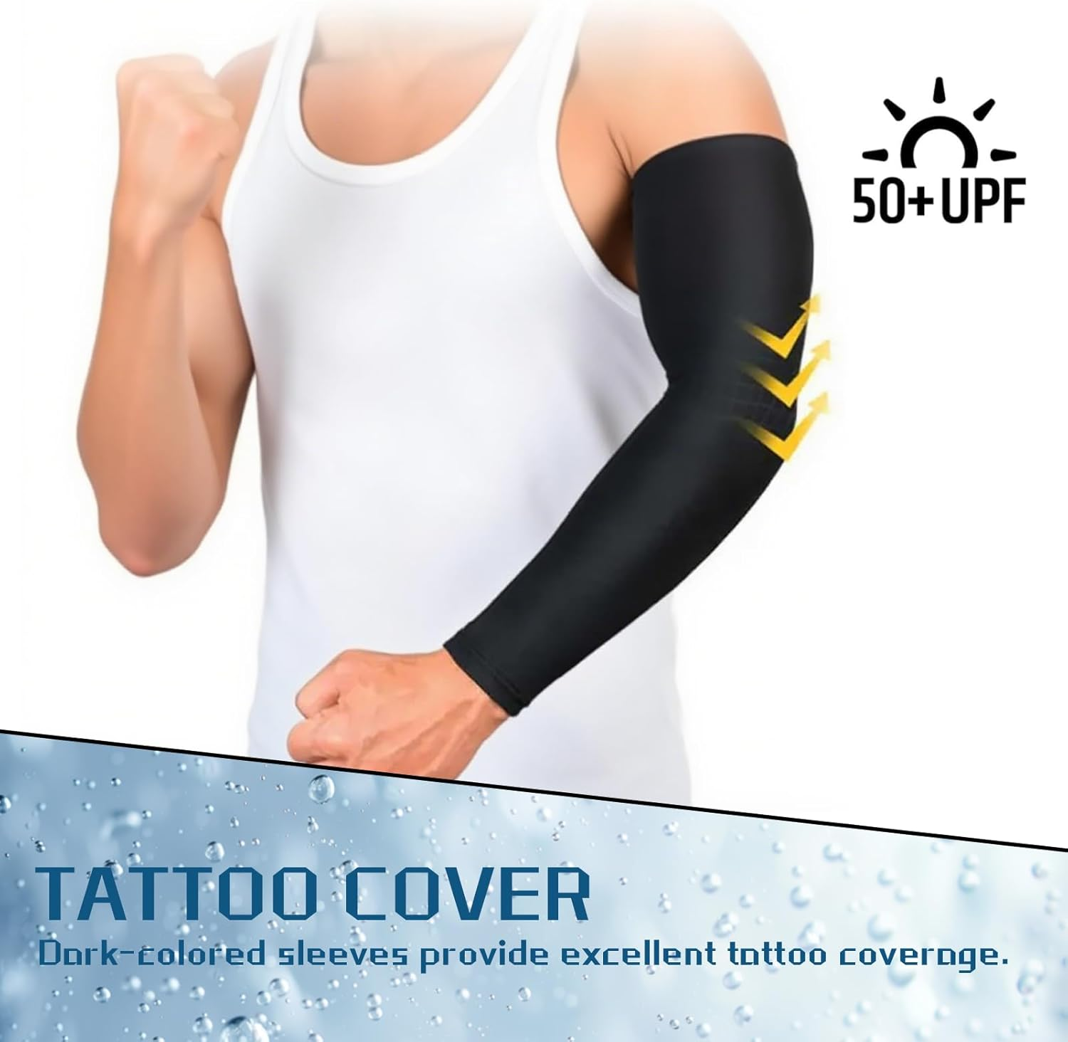 ONBPIY Arm Sleeves 2 Pairs 1 Black 1 White UV Sun Protection Compression Cooling Sleeves for Men Women Volleyball Basketball Cycling Outdoor Sports