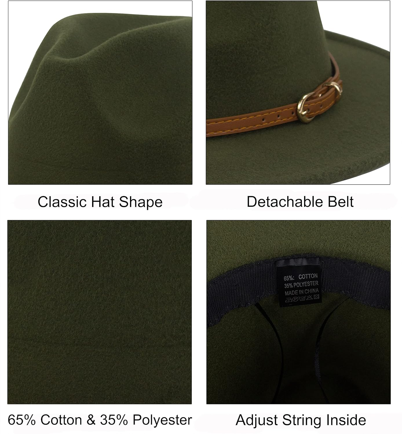 Muryobao Womens Classic Wide Brim Panama Hat Belt Buckle Wool Felt Fedora Hat image number 2