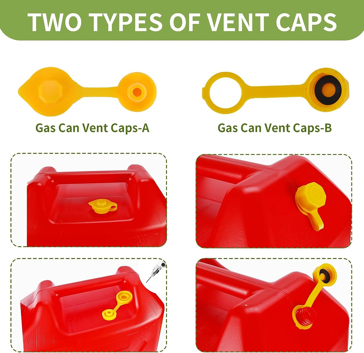 Gas Can Spout Replacement, 2-Kit Gas Can Nozzles Old Style Easy to Install, No-Spill Gas Can Nozzle Replacement, Upgraded Gas Can Spouts with Gas Can Vent Cap, Fit for Most 1/2/5/10 Gallon Cans image number 3