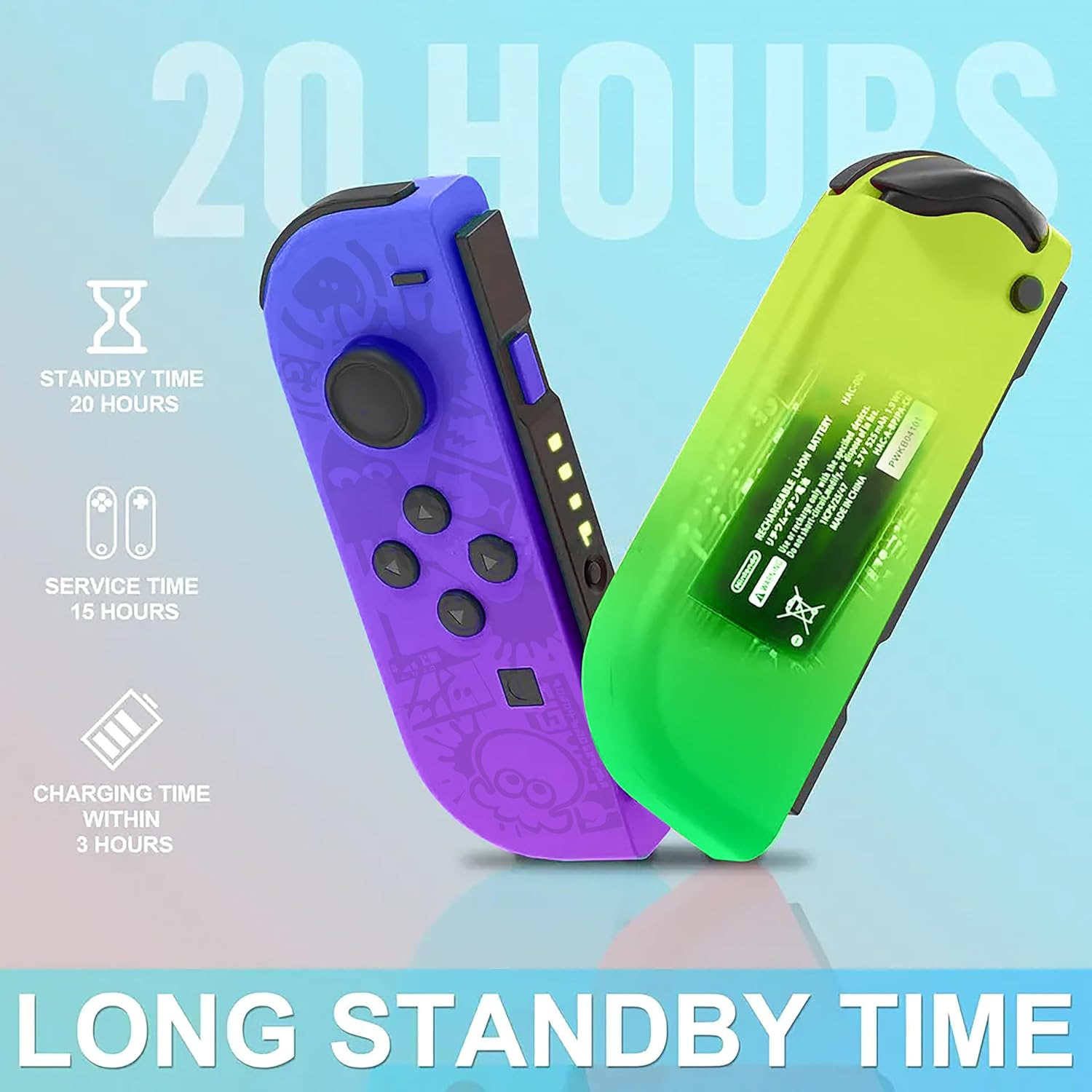 Costec Joy Con Controller for Nintendo Switch Replacement for Nintendo Switch Controller, Compatible with Switch, Wireless Left and Right Joy Con for Switch Nintendo Support Dual Vibration/Wake-Up/Screenshot, Joy Con Controller for Switch OLED Lite [Splatoon Design] Nintendo Joy Con image number 6