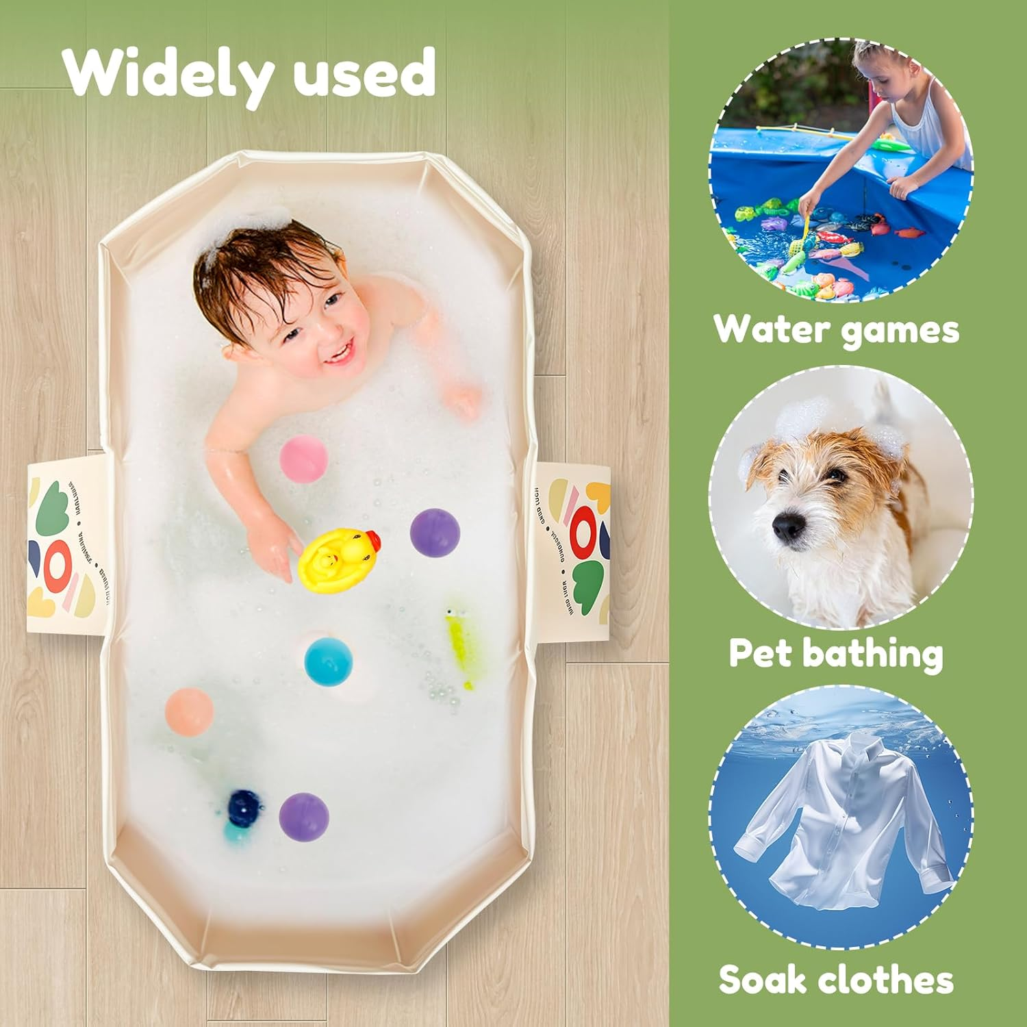 Collapsible Baby Bathtub, Foldable and Portable Baby Bath Tub, Sturdy & Thick PVC Pet Bathing Tub, Space Saving Small Baby Tubs for Home Use Toddler Pet and Infant (Color B) - Color B image number 6