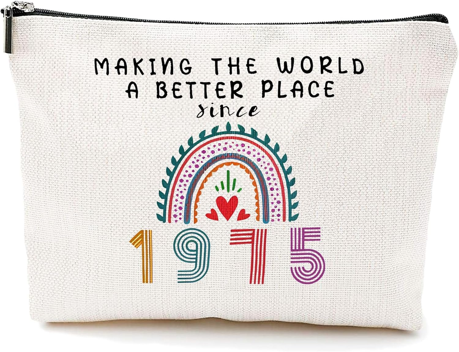 Weenwill Rainbow Makeup Bag,Birthday Gifts for Women 1975 Inspirational Travel Cosmetic Bag Funny 40Th Birthday Gift for Her Makeup Bag for Ladies Mum Wife Daughter Teacher image number 3