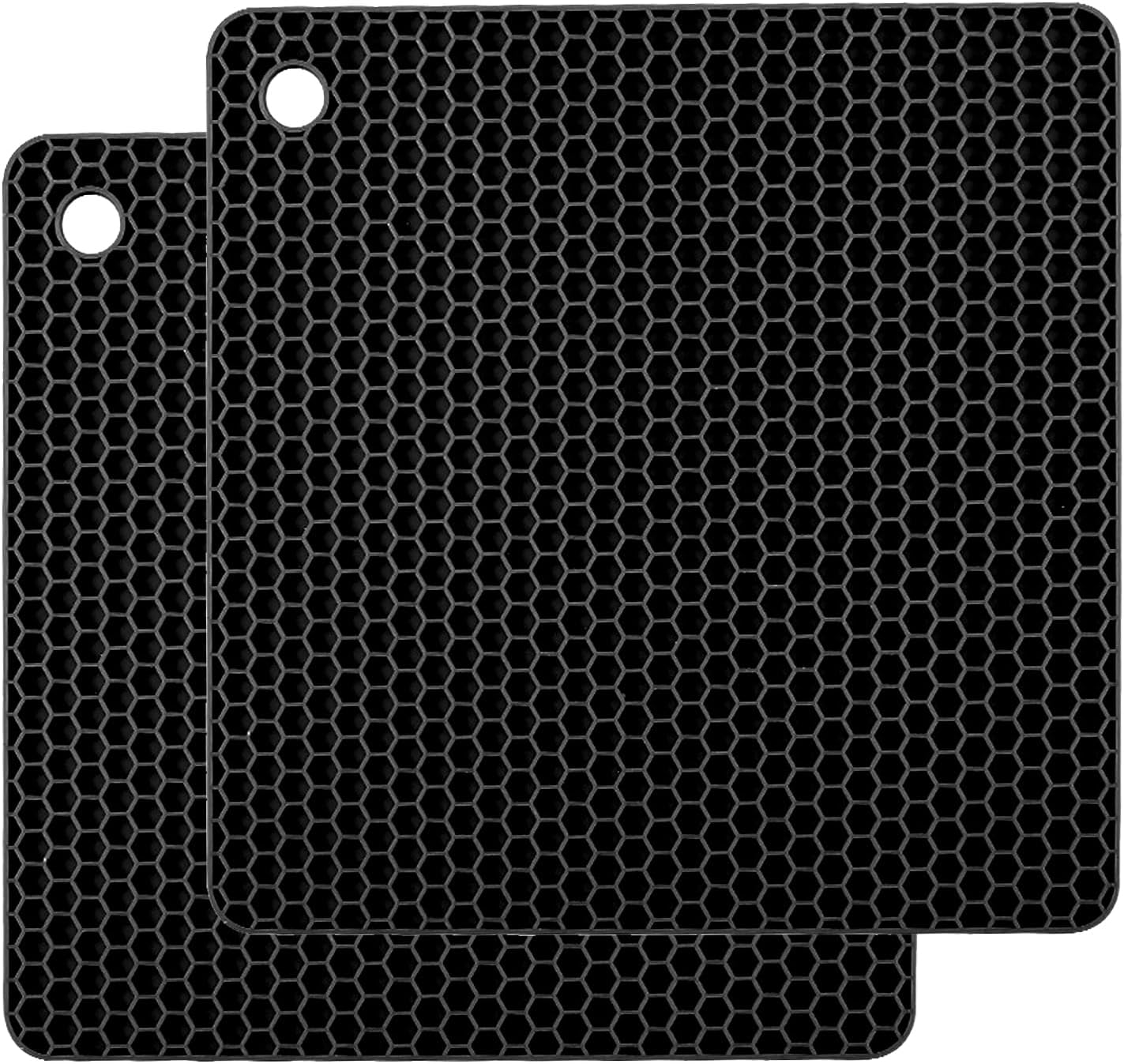 TENOC Silicone Non-Slip, Heat Resistant & Water-Trapping Trivet Mats for Water Glasses & Teacup & Coffee Cup & Dishes & Cookware, Multipurpose Kitchen Table Coaster, 3.5-Inch, Black