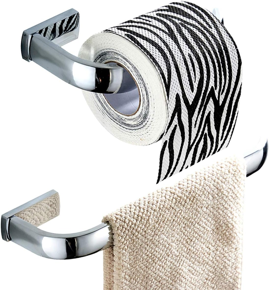Flybath 2Pc Bathroom Accessories Set - Towel Ring and Toilet Paper Holder Antique Brass Wall Mounted, Brushed Bronze
