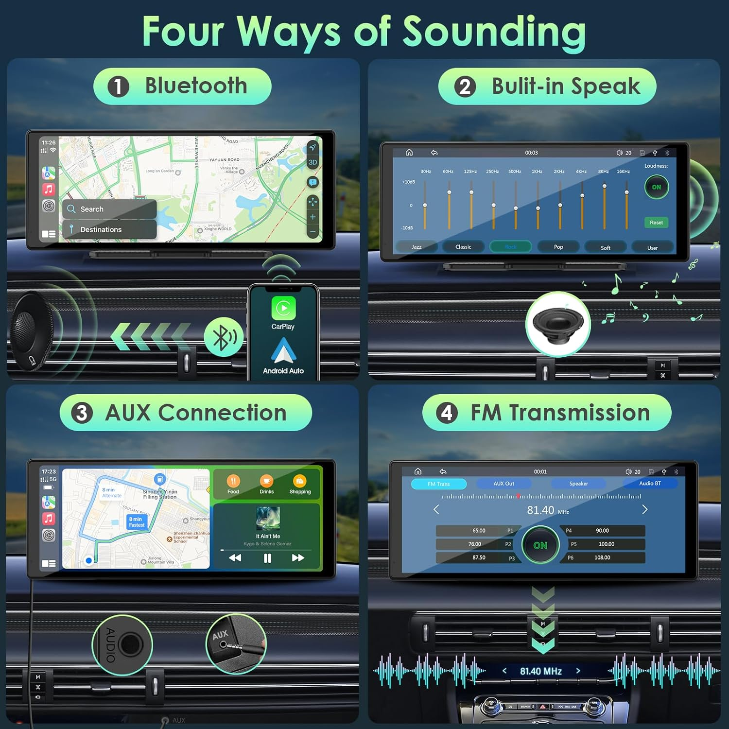 2025 9.26" Wireless Protable Carplay&Android Auto,Portable Carplay Box Screen GPS Navigation for Car, Carplay Screen for Car with Bluetooth, Airplay, AUX/FM, Siri for All Models image number 1