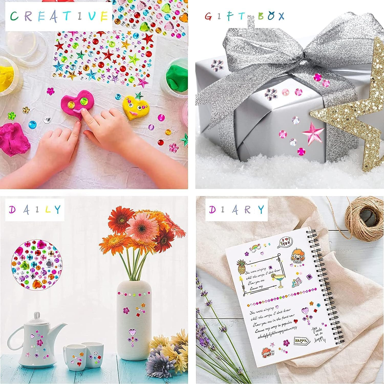 Rhinestone Stickers, 1510 Pcs Self-Adhesive Jewels Sticker Gem Stickers for Kids DIY Craft Cards, Acrylic Gems Decorative Diamond Stickers for Wedding Decorations, Body, Nail, Assorted Sizes image number 1