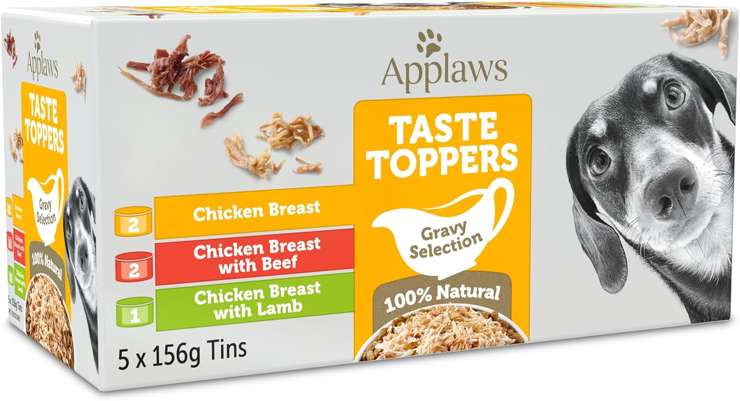 Applaws Taste Toppers 100% Natural Wet Dog Food Chicken Breast Gravy Selection Tin 156G (Pack of 5), Limited Ingredients Pet Food image number 1