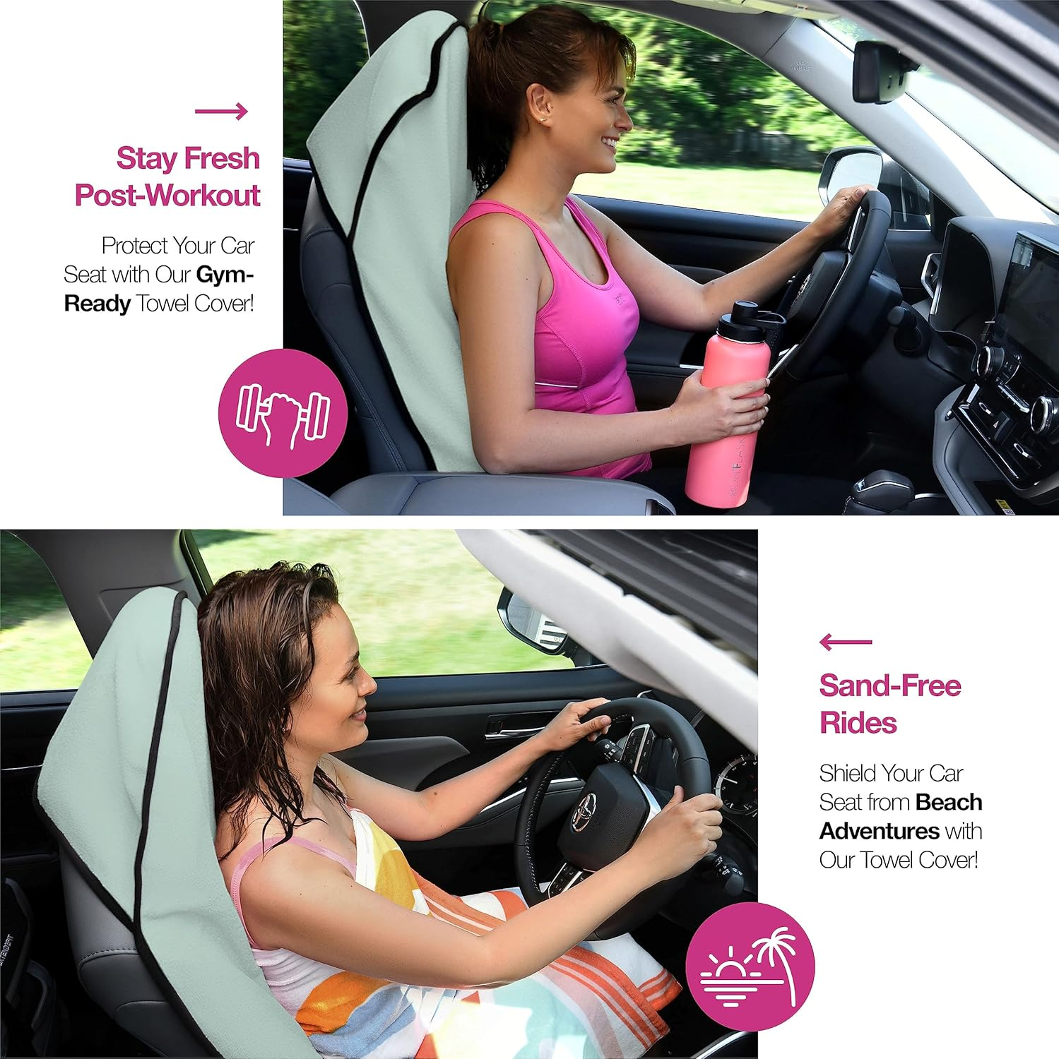 Lebogner Waterproof Seat Cover, Sweating Towel for Post Gym Workout, Running, Swimming, Beach and Hiking, Universal Fit Anti-Slip Protector Cars, Suvs Trucks, Machine Washable, Mint Green (1096-1268) image number 4