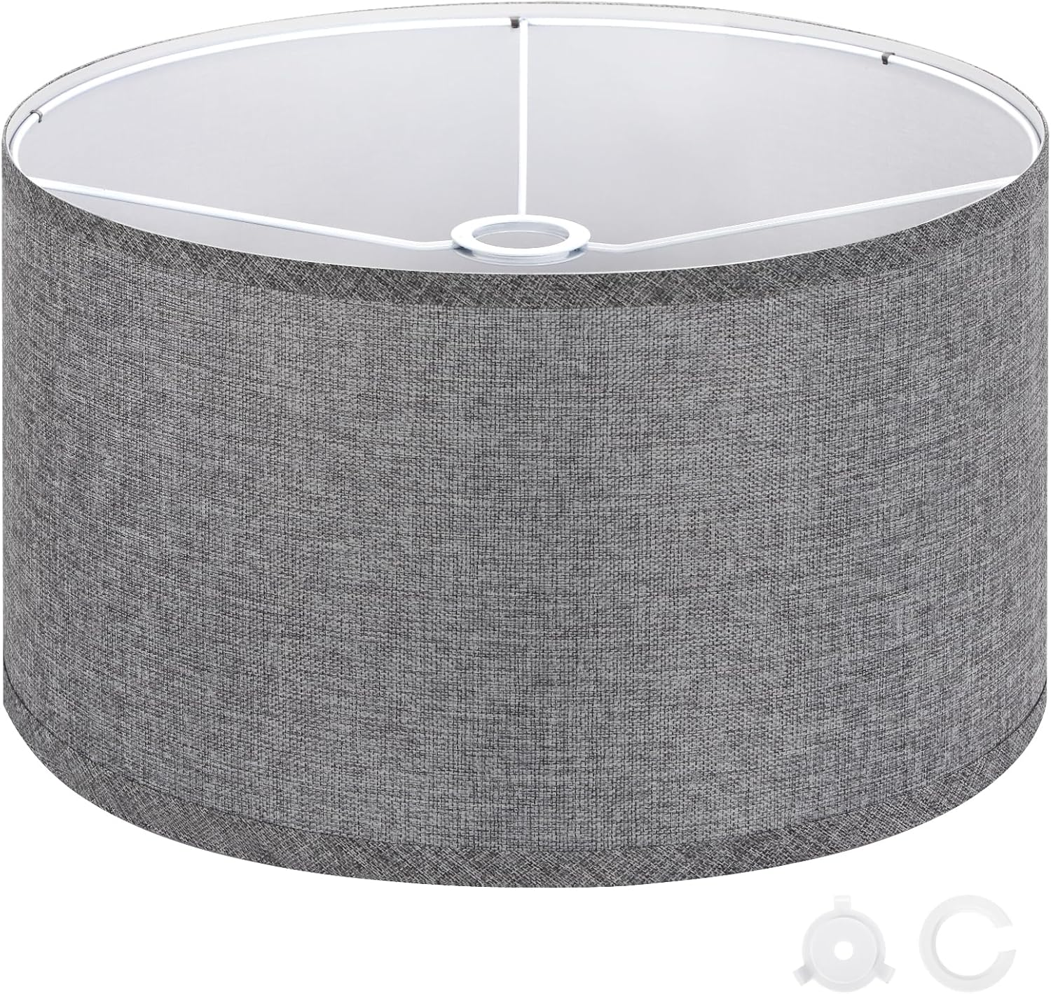 OUTON Beige Large Drum Lamp Shades for Floor Lamps, 17.5" Top X17.5 Bottom X 10" High, Easy to Assemble, Floor Lamps & Torchieres, Replacement Linen Lampshades for Bedside Lamp (1.65" Spider)