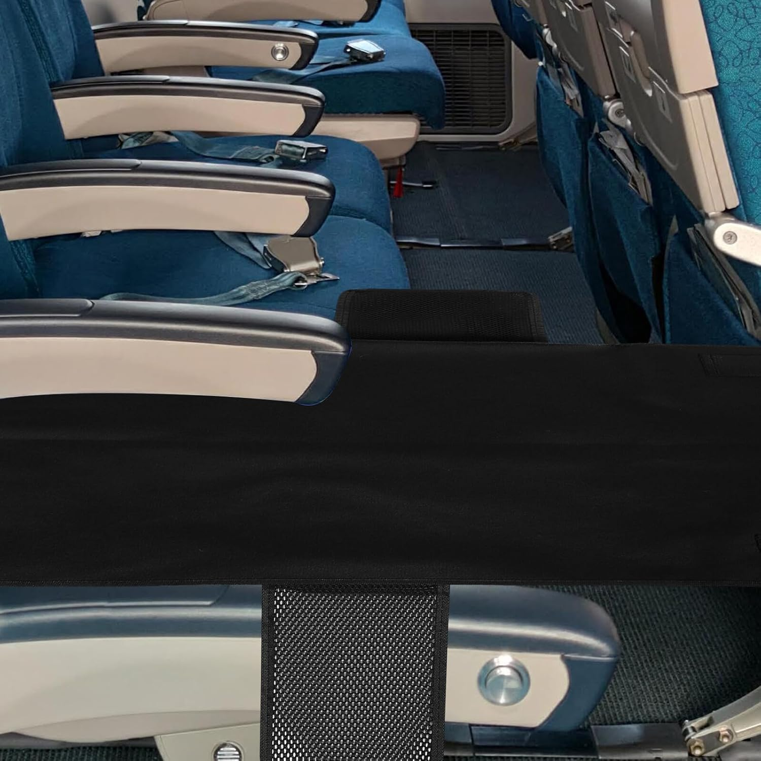 Portable Airplane Footrest Seat Extender with Sturdy Straps and Design for Travel Comfort Long Flights and Car Rides image number 3
