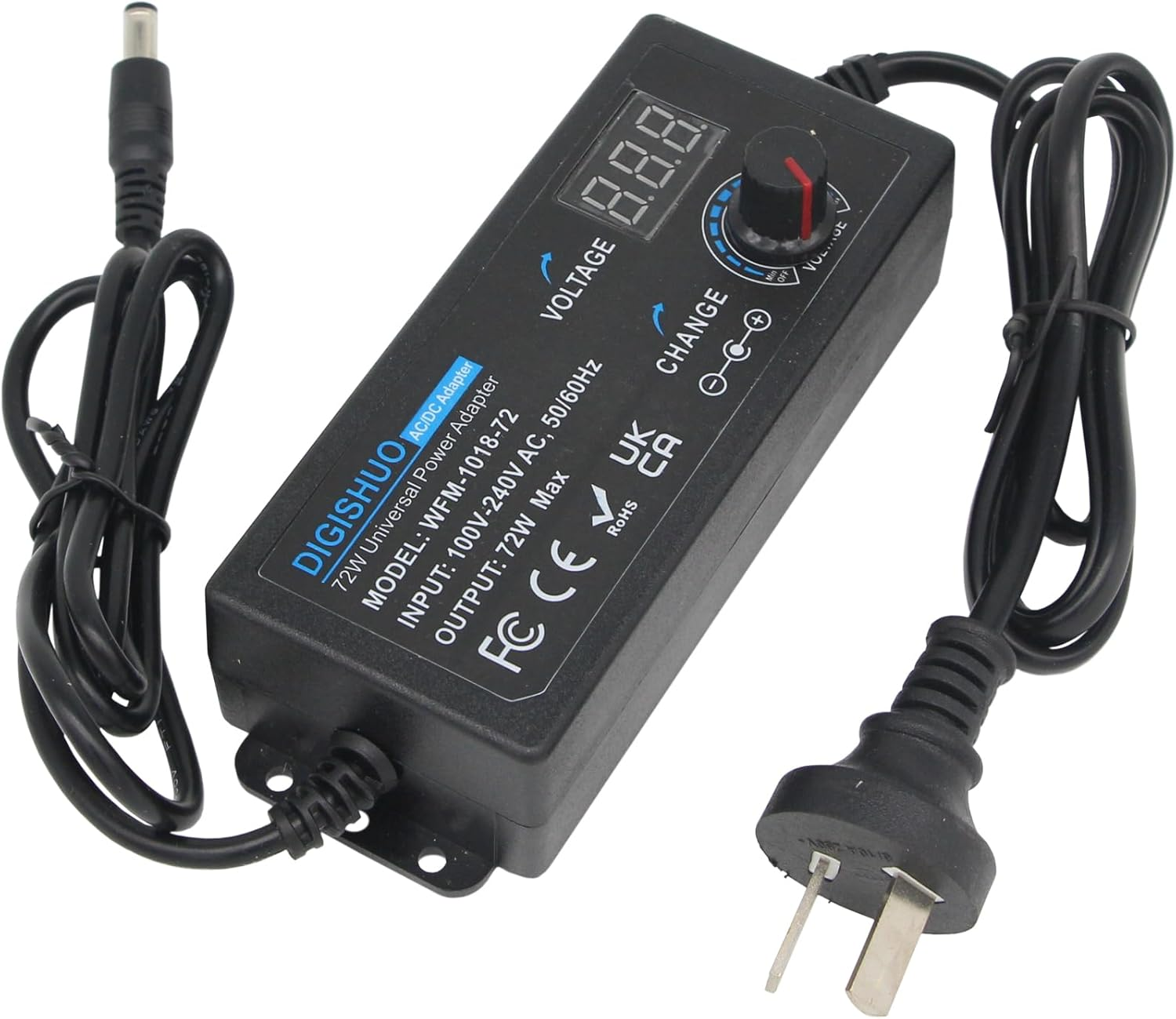 DIGISHUO 72W Power Supply Adjustable DC 3V~24V 3A Adapter |100V-240V AC to DC Converter W/LED Voltage Display and 8 Tips, for Household Electronics (DC 3~24V 72W) image number 4