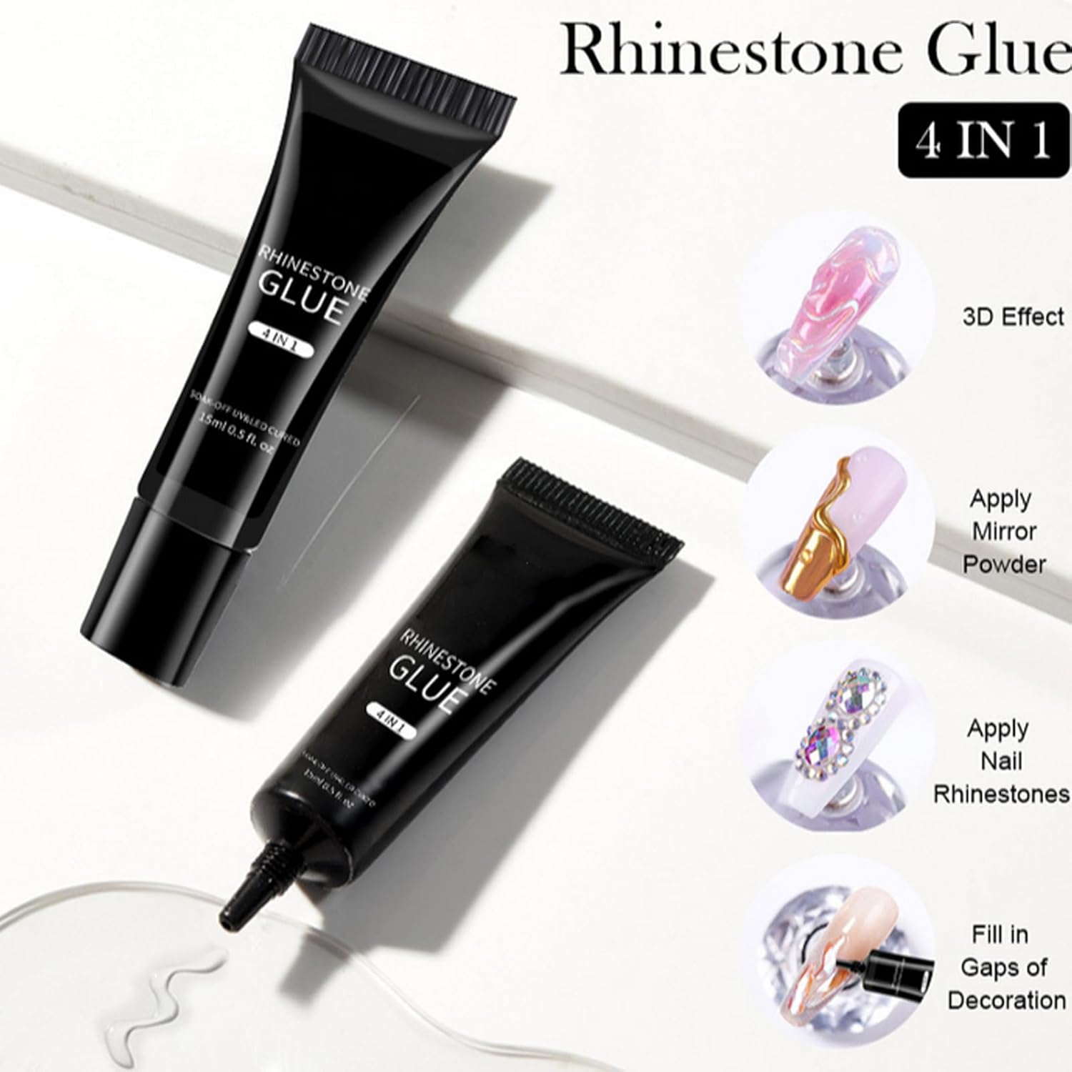 Gel Glue for Nails | 15Ml Nail Rhinestone Glue - Personal Care Supplies for Crafting Jewelry Sculpting Summer Holiday Party Daily Spa Bridal Wedding Travel Art Salon image number 6