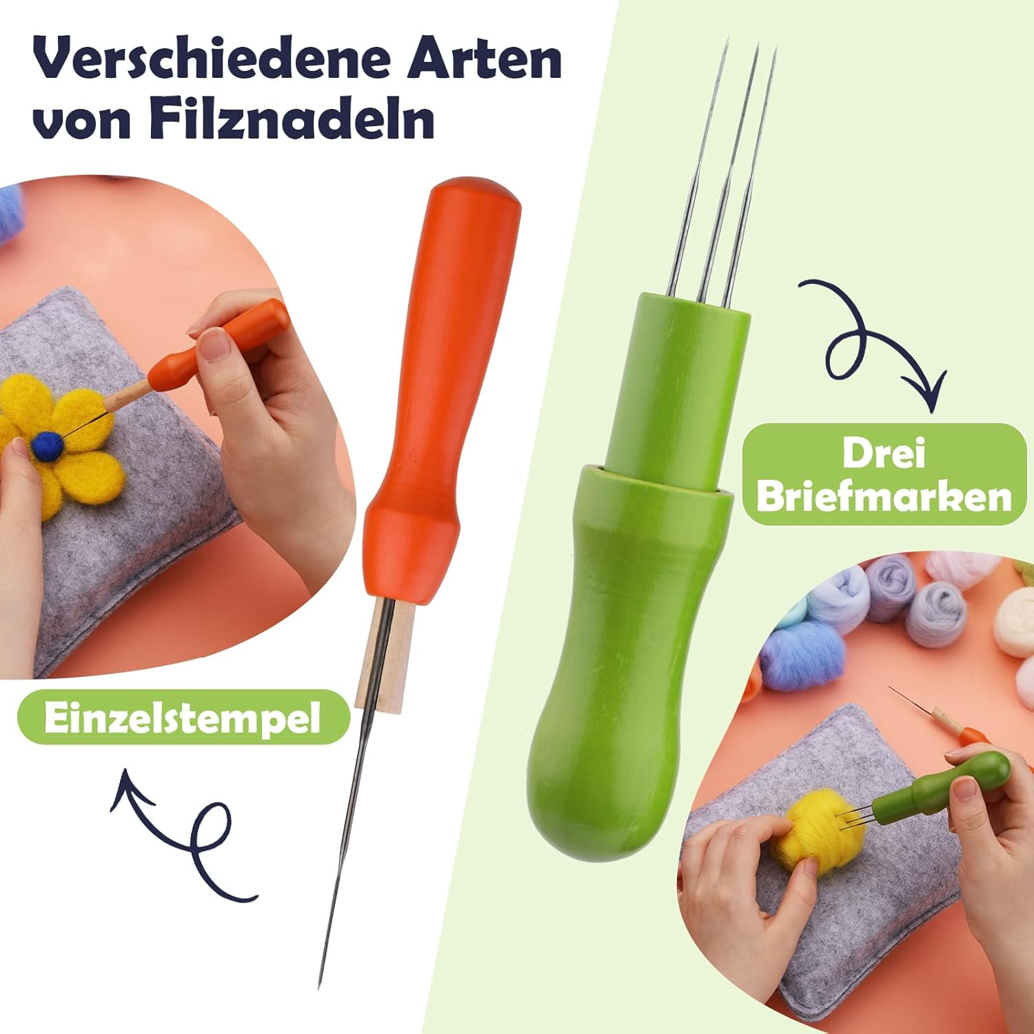 Wamkon Needle Felting Set Felting Needles for Dry Felting Consisting of 48 Colours, Felting Set for Beginners with Tools as Well as a Storage Box and Instructions for Beginners in Crafts image number 5