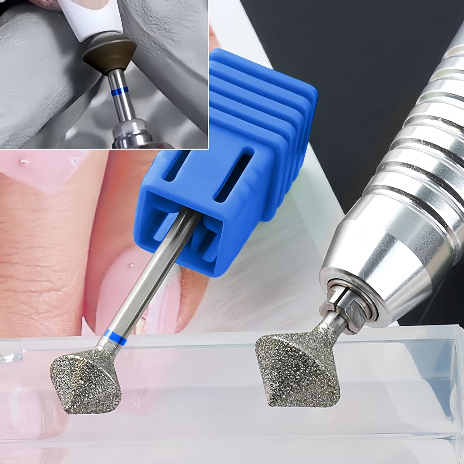 Acycoin2A 2Pcs 10Mm Rhombus Diamond Nail Drill Bit 3/32" Rotary Burr Manicure Pedicure Grinding Head Nail Cutters for Professional and Home Use image number 3