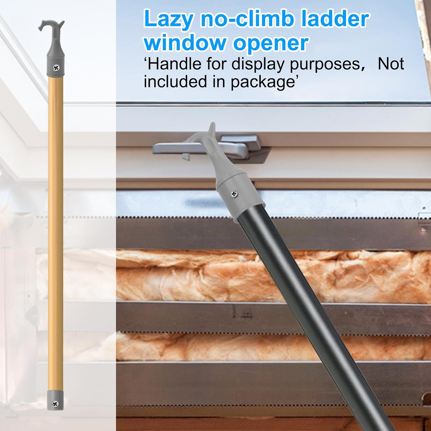 APOMOONS Pack of 2 Attic Hooks, Roof Window Stick Hooks with Non-Slip Base, Floor Stairs Replacement Parts for Window Opener Rod, Grey Pull Hooks for Floor Stairs (25 Mm)