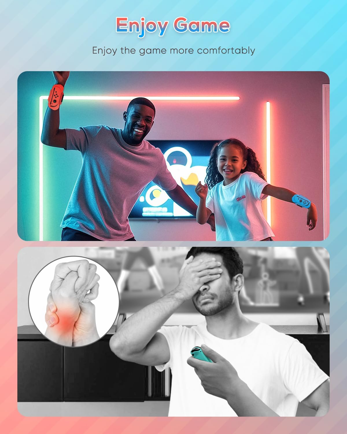 Wrist Bands for Just Dance 2020 2019 and Zumba Burn It up for Nintendo Switch Controller Game, Adjustable Elastic Strap for Joy-Cons Controller, Two Size for Adults and Children, 2 Pack (Red and Blue) - Blue,Red image number 5