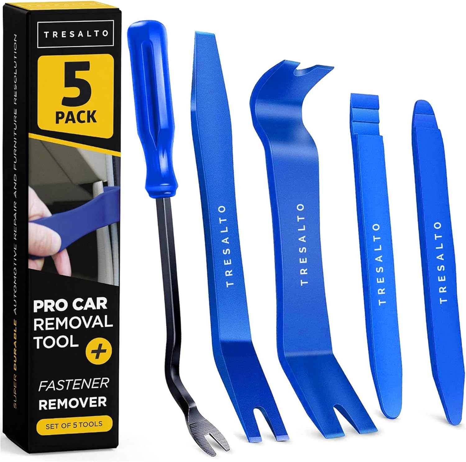 Tresalto Auto Trim Removal Tool Set (No Scratch Plastic Pry Tool Kit) Auto Trim Tool Kit Car Tools, Door Panel Removal Tool, Fasteners, Car Clips, Push Rivets, Molding, Dashboards, Interior Trim Tools image number 5