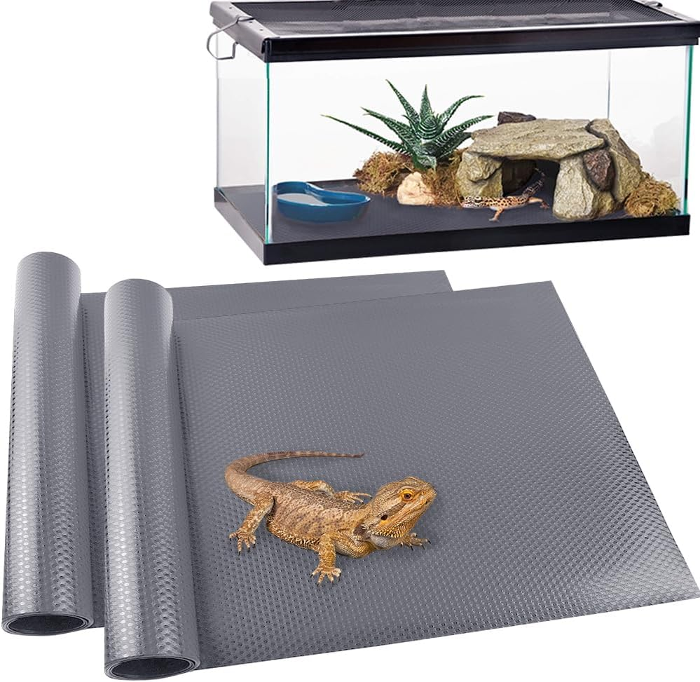 TCYPUHL Reptile Carpet, Reptile Mat, Bearded Dragon, Leopard Gecko Substrate,Bearded Dragon Tank Flooring Grey