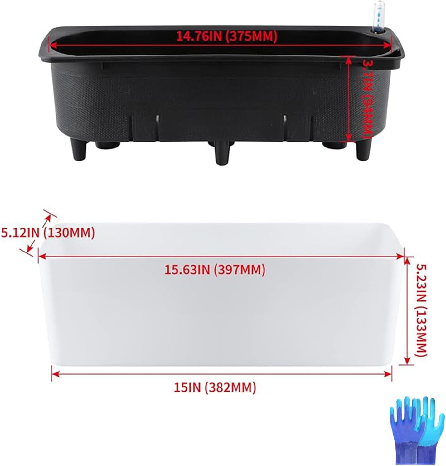 Self Watering Planters Rectangular Window Herb Planter Box for Indoor Plants Garden Balcony, Window Sill Planters with Water Gauge Indicator (2Pcs)