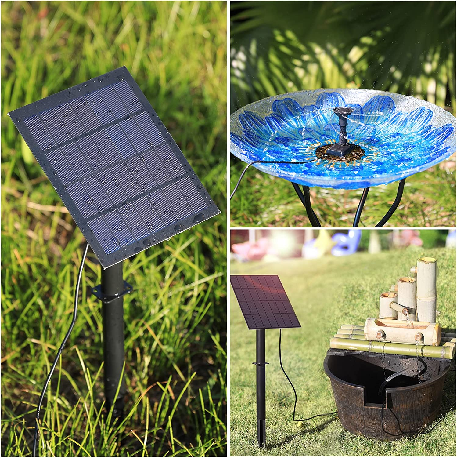 AISITIN 3.5W Solar Fountain Pump, DIY Solar Panel Fountain with 4.9FT Water Pipe Pump with 16 Nozzles Sprays Elegant Water Feature for Bird Bath, Garden Decoration, Pets Drinking and Pond image number 1