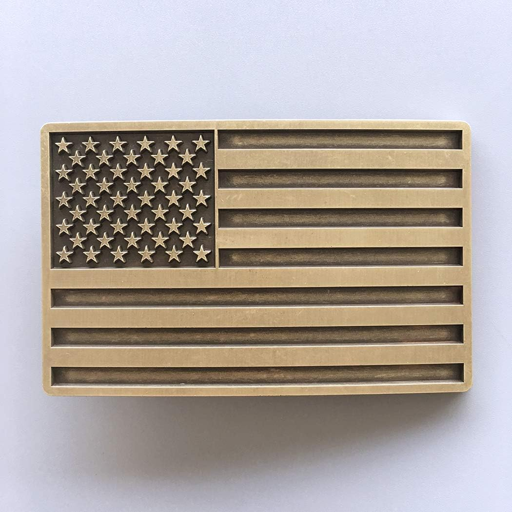 Vintage Bronze Plated American USA Flag Belt Buckle for Men image number 1