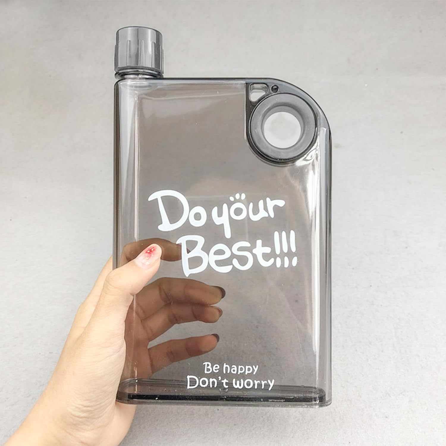 Water Bottle Flat Water Bottle, Reusable Clear Water Bottles Sports Water Bottles, Leak-Proof Plastic Water Bottles (Gray) image number 1