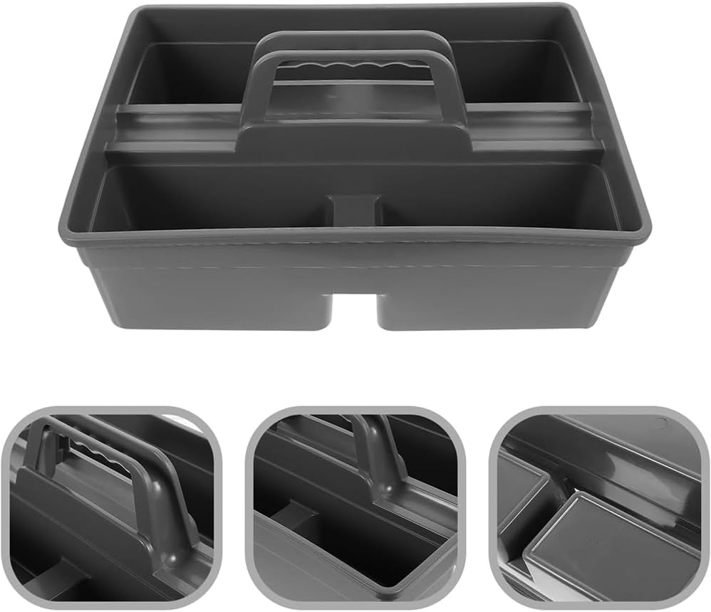 Cleaning Tool Basket,Plastic Storage Tray Tote,Versatile Multiuse with Attached Portable Handle to Organize and Carry Tools High Capacity, Portable Carry Organizer Box for Shower Car Cup Holder image number 6