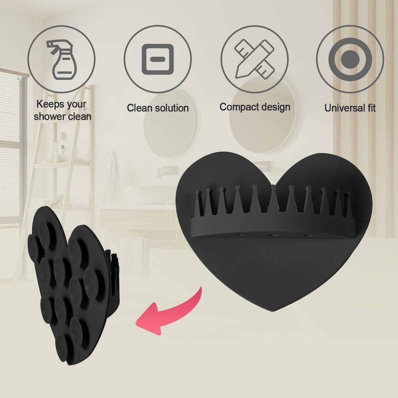 WADY 1Pcs Silicone Wall Hair Collector, Hair Catcher Shower Wall,Shower Drain Hair Catcher with Strong Suction Cup, Reusable Bathroom Hair Trap for Tub & Shower Drain Protection (Black) image number 1