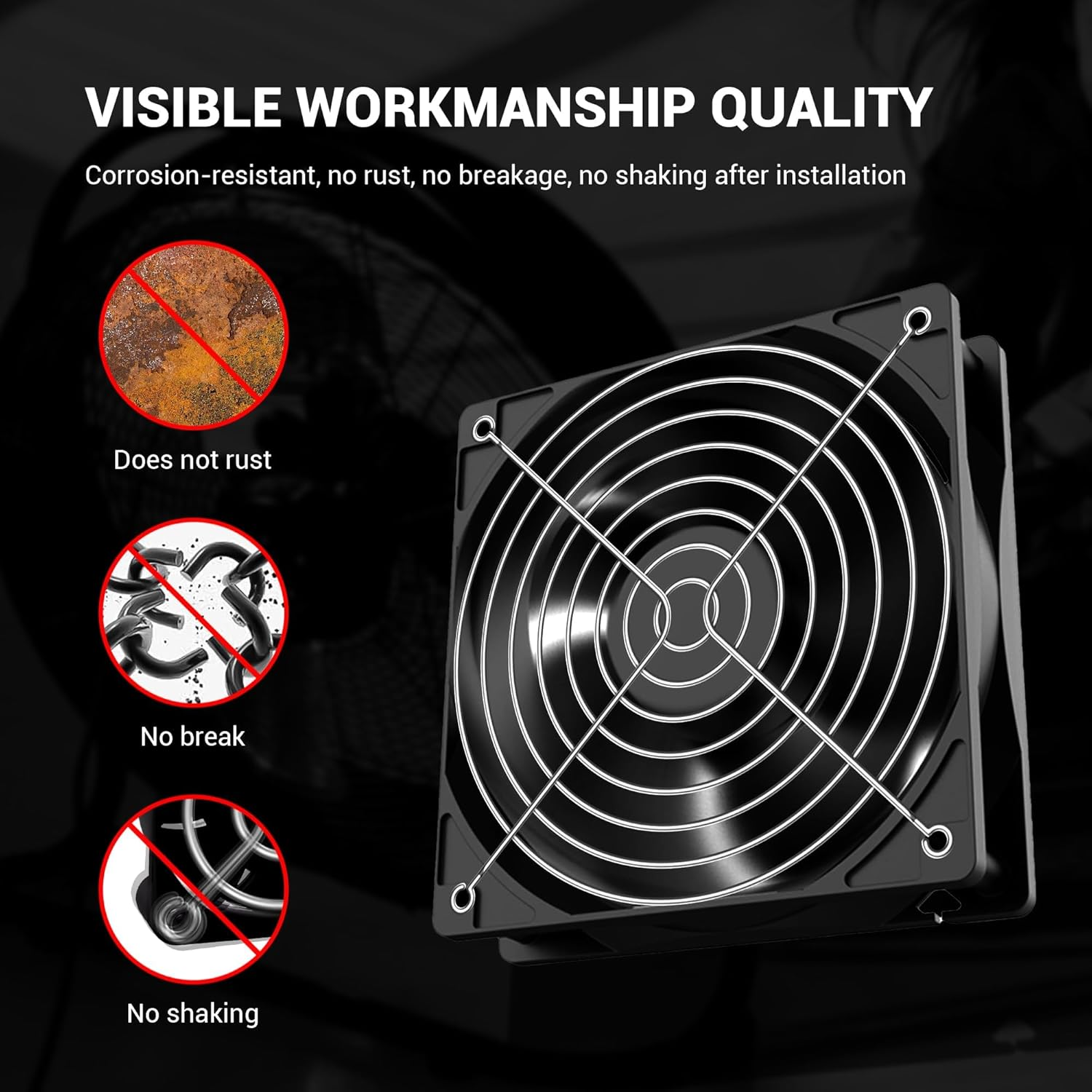 Fan Finger Grill 140Mm PC Fan Grill Guard, 2 Pack CPU Case Metal Grills Protector Guard with Screw for 140X140Mm F-An Protective Cover DIY, PC Computer Case Fans, Exhaust Fans image number 2