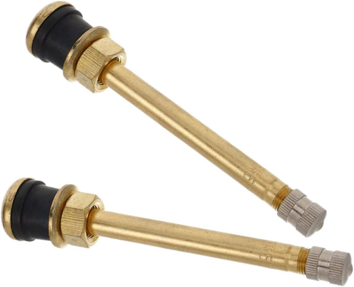 VALICLUD 2Pcs Heavy Duty Copper Tire Valve Stems Tubeless Airtight Pressfit Replacement for Trucks Buses Cars Fit Commercial Vehicle Wheel Rim image number 1
