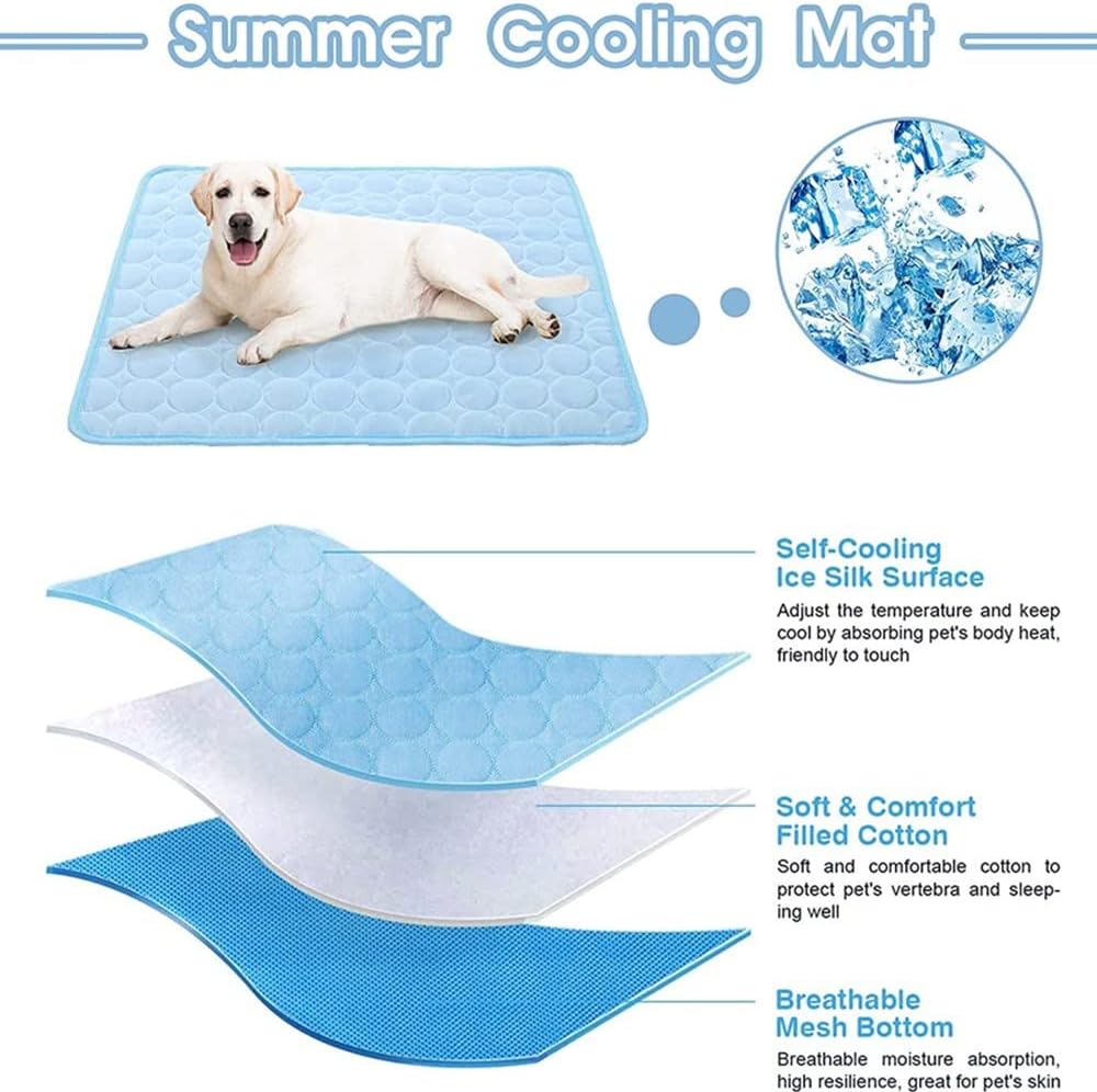 Cooling Mat Pad for Dogs Cats Ice Silk Mat Cooling Blanket Cushion for Kennel/Sofa/Bed/Floor/Car Seats Cooling for Outdoor or Home (Dog Cooling Mat- 28 X 22Inblue) image number 5