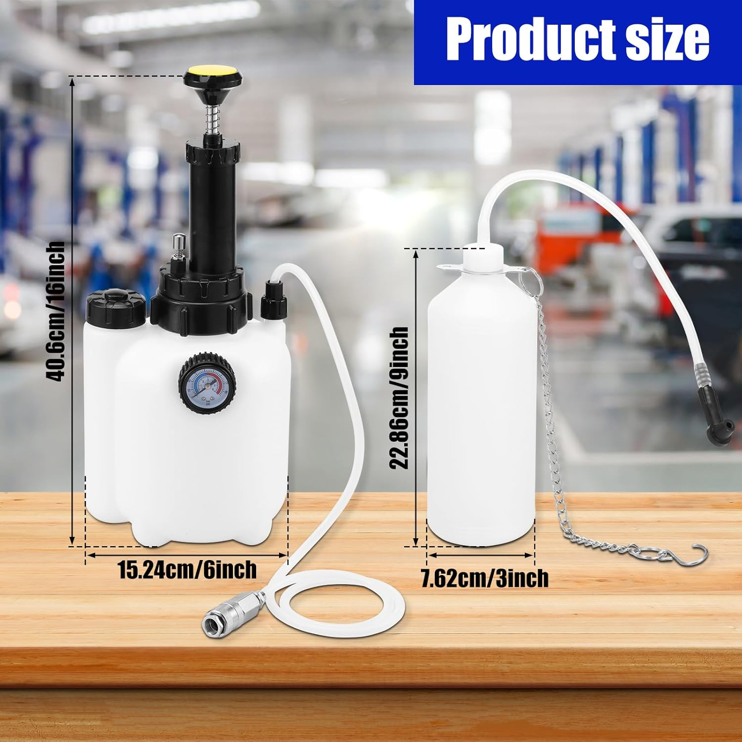 3L Manual Brake Bleeder Kit, Brake Fluid Replacement Tool with 1L Brake Fluid Bleed Bottle and 4 Master Cylinder Adapters, One Person Brake Bleed Vacuum Pump Kit for Various Vehicles image number 4