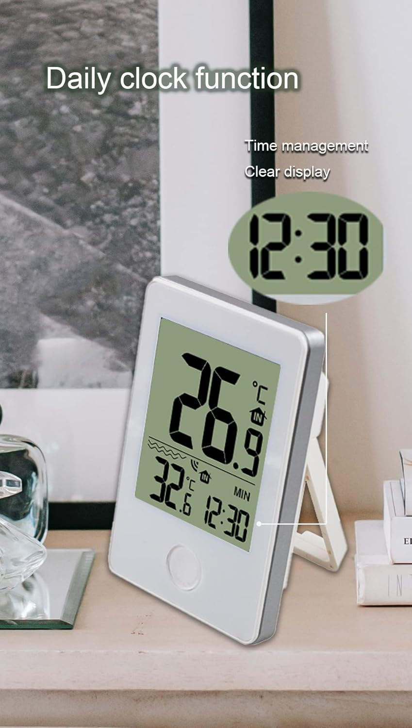 Digital Swimming Pool Thermometer with LCD Display, Wireless Water Temperature Monitor, White and Grey image number 2