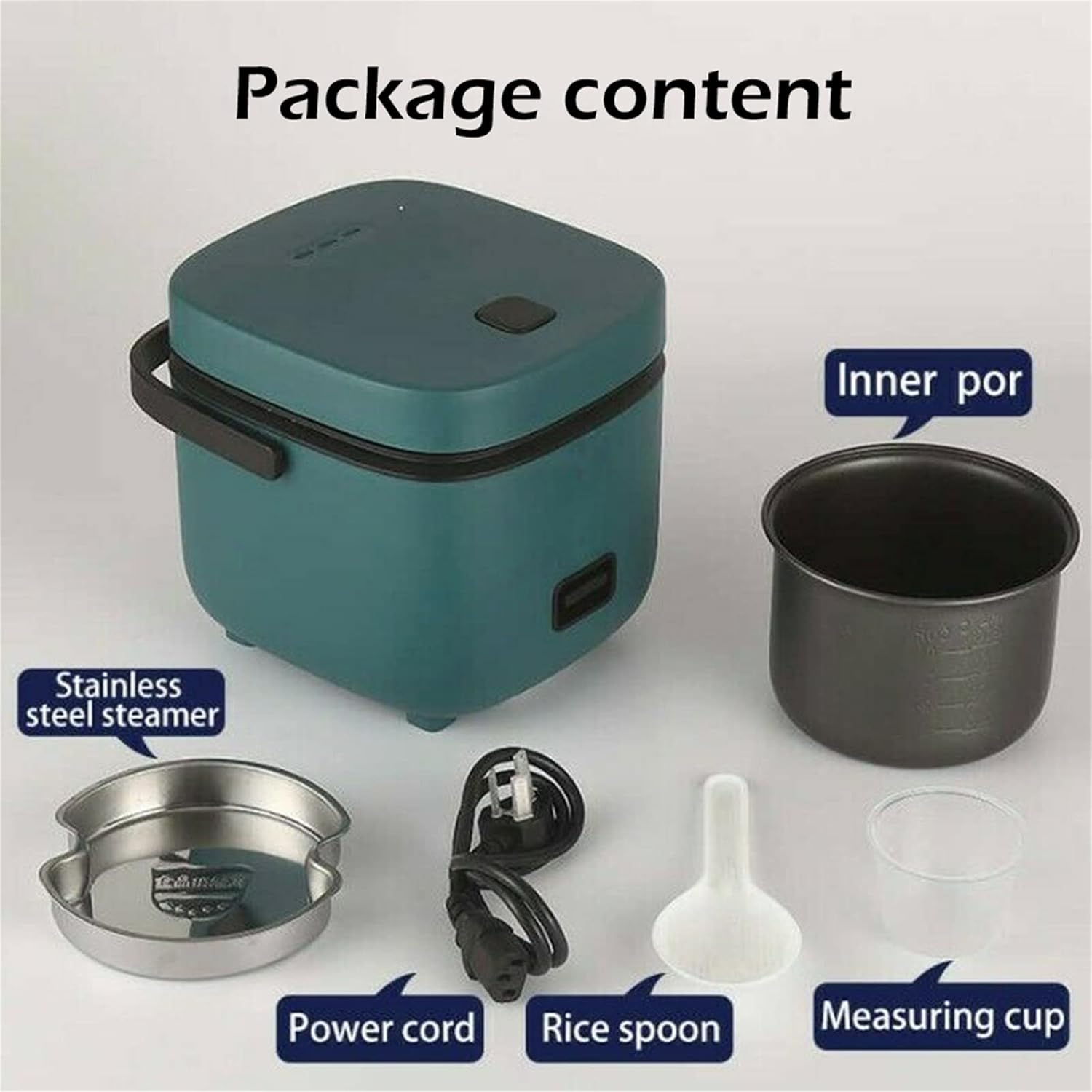 EHOME 1.2L Portable Electric Rice Cooker Mini Small 3 Cups for 1-2 Person Kitchen Home (Blue) image number 2