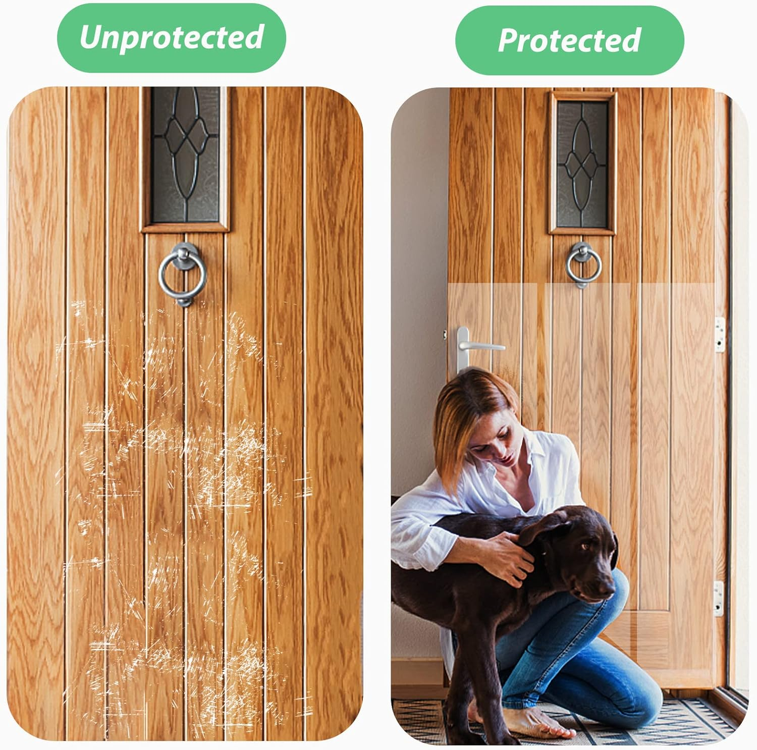Door Protector from Dog Scratching 200" X 8.2" Cat Scratch Door Frame Single Sided Adhesive Protector anti Dog Scratch Door Guard for Dogs Clear CHUANGSEED image number 4