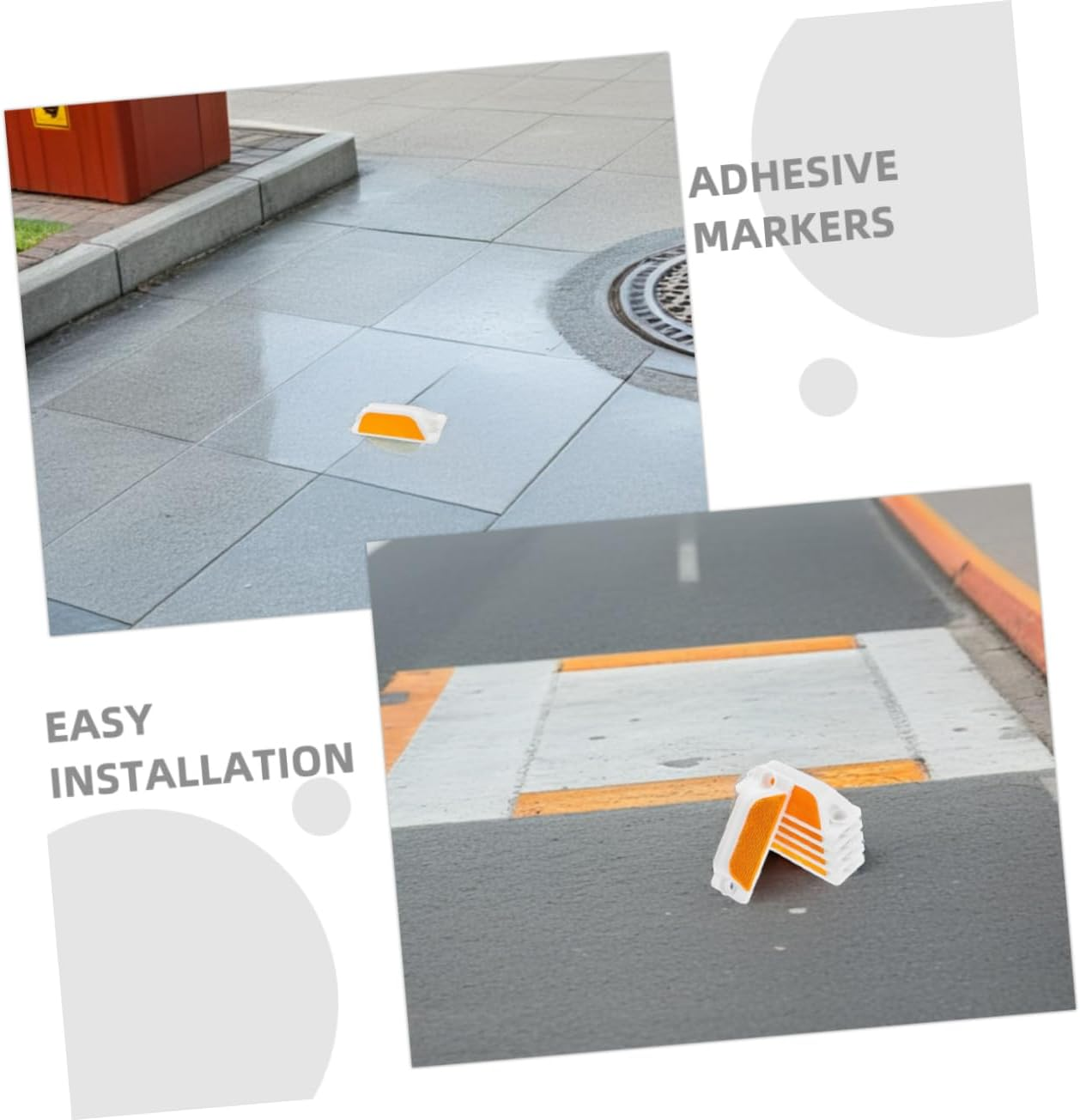 Sosoport 12Pcs Reflective Road Markers Weatherproof Highway Reflectors Double Sided Yellow Pavement Delineators for Driveways Sidewalks and Freeways Night Visibility image number 5