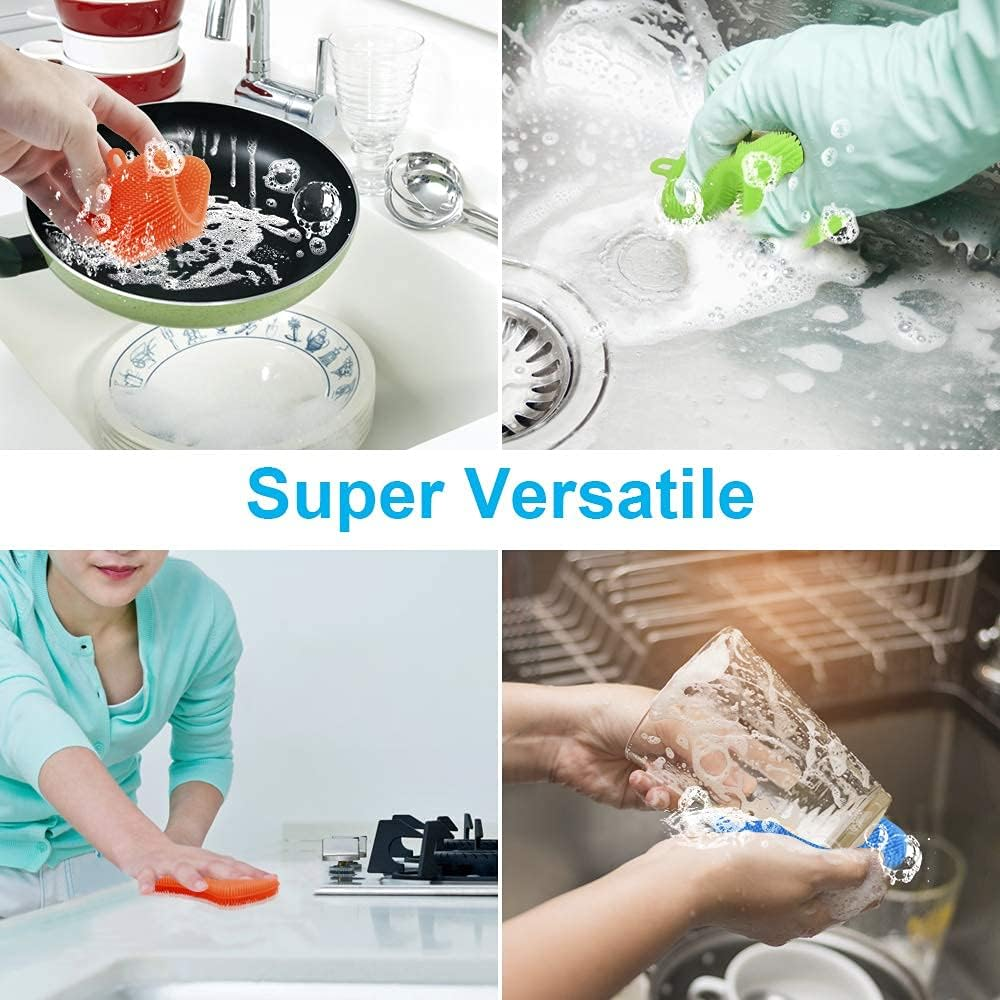 Ostwony 3PCS Silicone Dish Sponges, Super Durable Food-Grade Silicone Sponges Kitchen Sponge, Multi-Purpose and Efficient Sponge Kitchen Gadgets, Especial Delicate Kitchen Sponge Brush image number 2