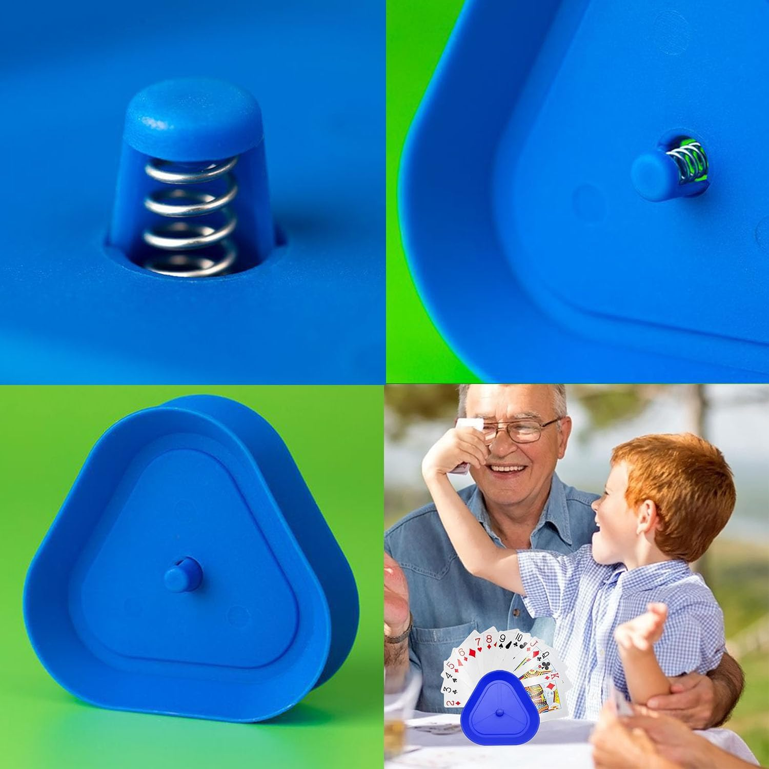 Taicols Playing Card Holder, 4 Pcs Playing Card Holder for Kids Seniors, Hands Free Cards Holders, Triangle Shaped Hands Free Cards Organizer for Canasta, Poker Parties, Family Card Game Nights image number 2