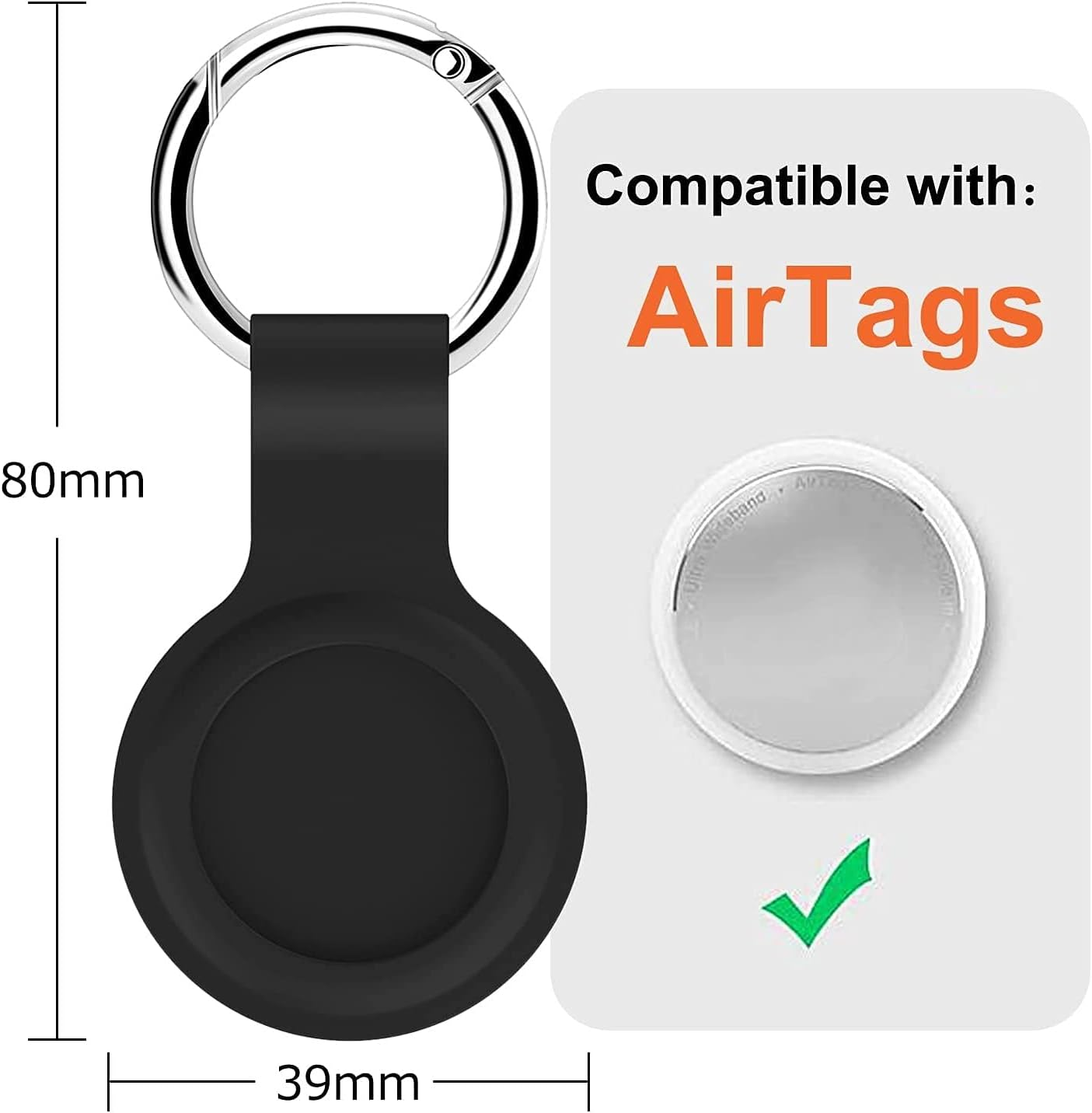 Silicone Keyring Case with Hook &ndash; Compatible with Apple Airtag GPS Tracker &ndash; Anti-Lost, Anti-Scratch, Shock Resistant &ndash; for Keys, Bags, Luggage, Pet Collar (Dark Green) image number 4