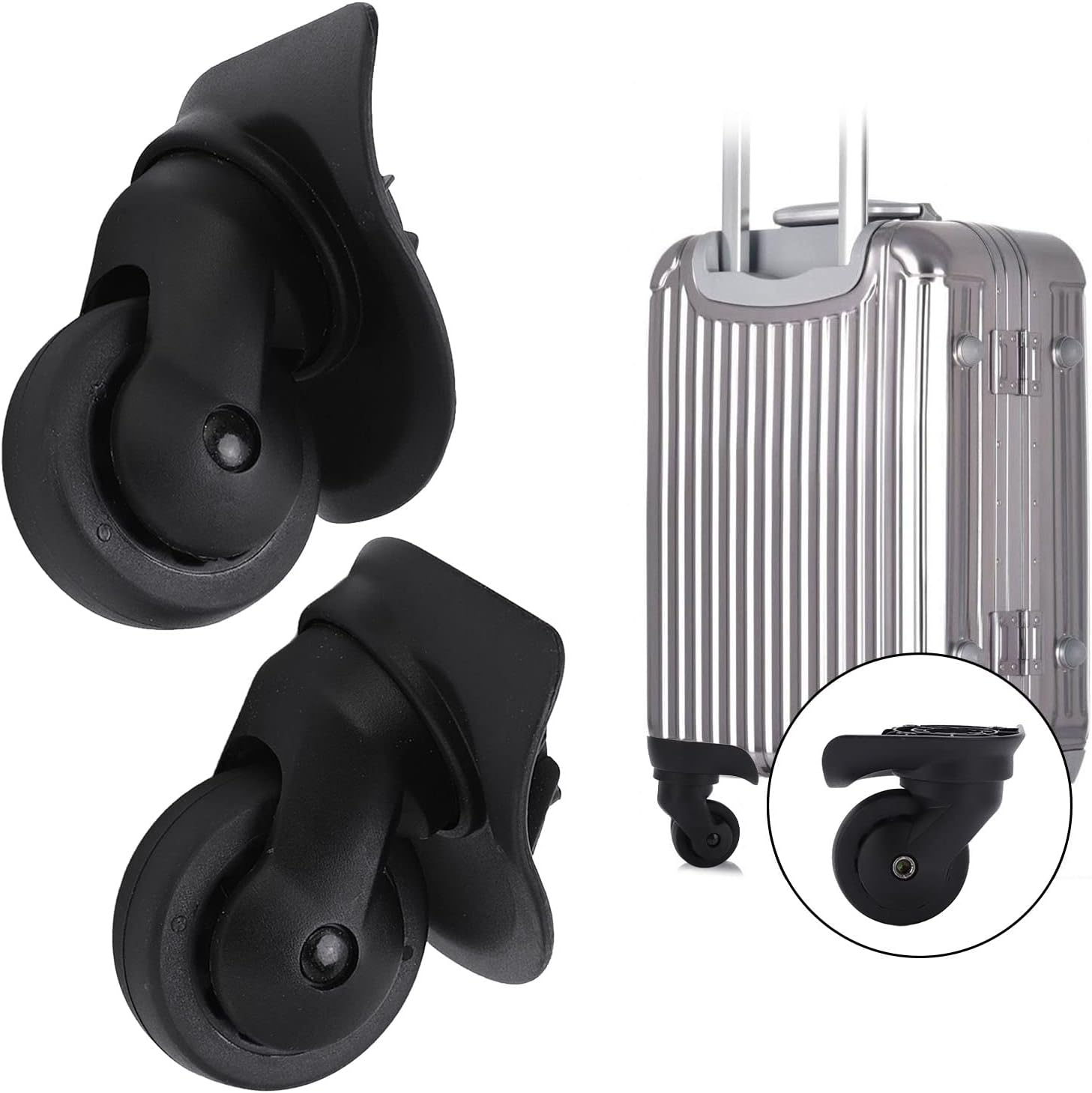OKJHFD Luggage Wheels Replacement,1 Pair Luggage Swivel Casters Mute Swivel Wheels Repalcement for Suitcase Black A52 image number 2