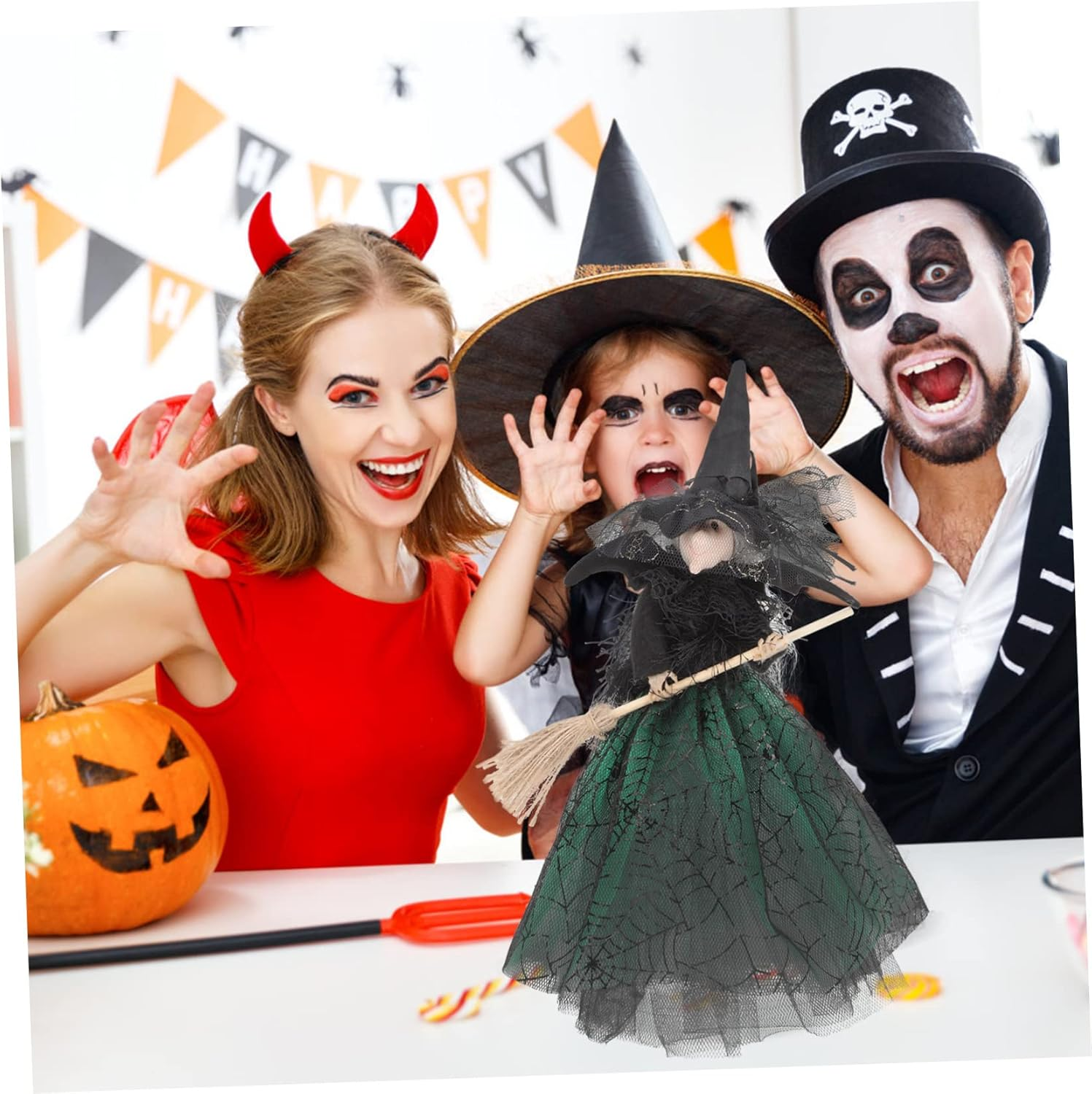 Witch Doll Ornaments Decorative Halloween Decor Wear Resistant Witch Decor Desktop Halloween Accessory for Tabletop Display image number 4